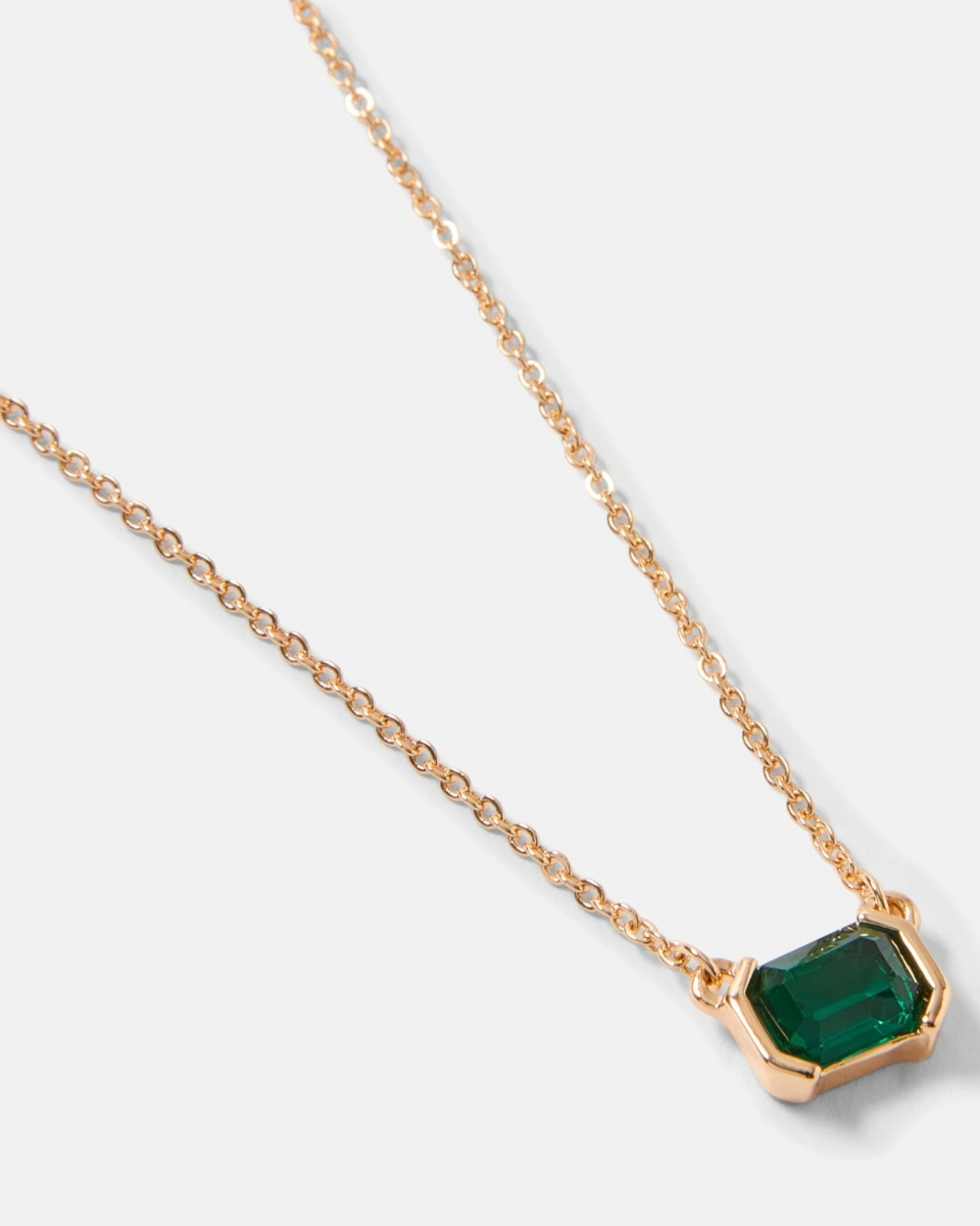 1 Stone Pendant Necklace - Gold Tone and Green GOLD METAL, 1 of 4