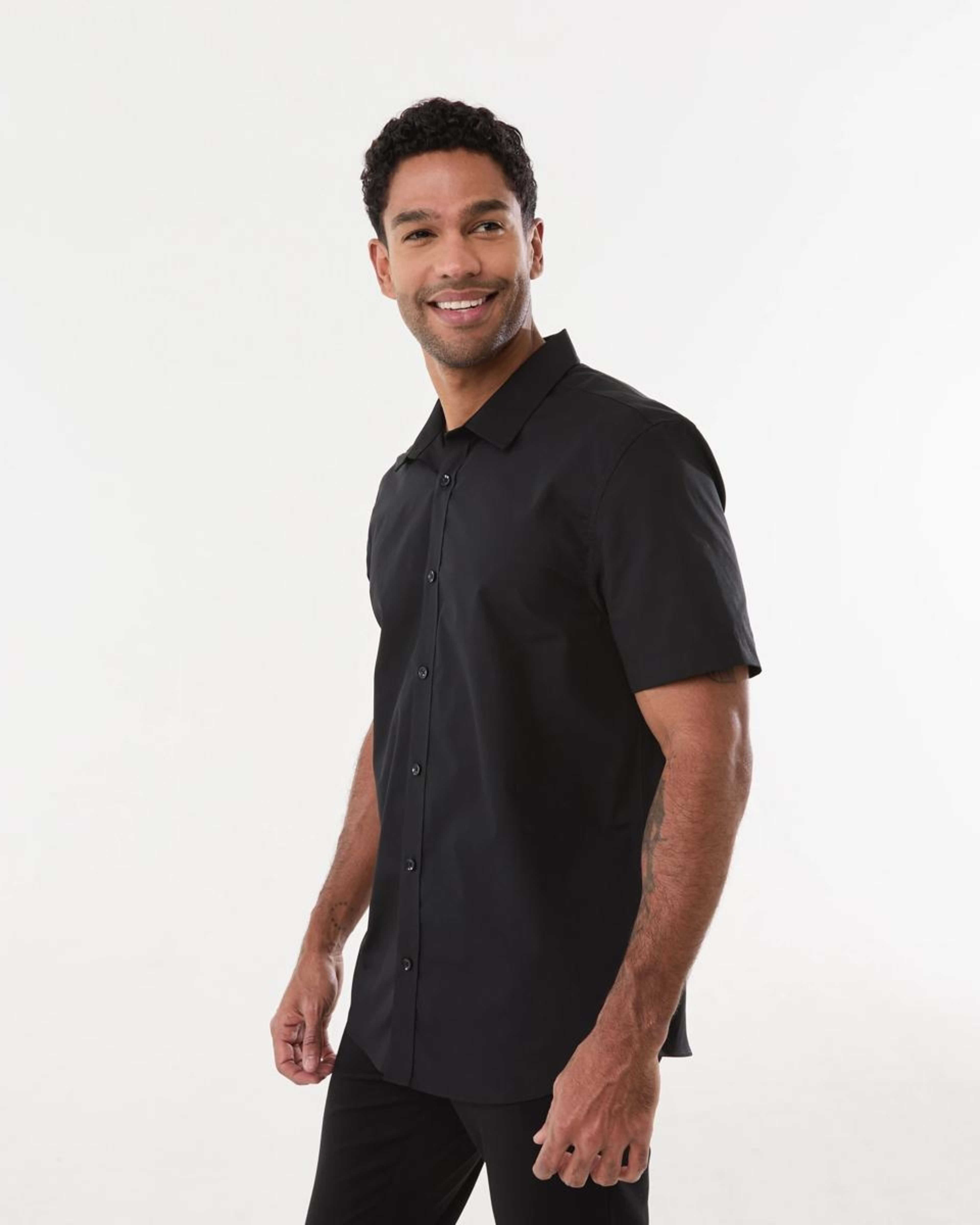 2 Work Short Sleeve Business Shirt BLACK, 2 of 5