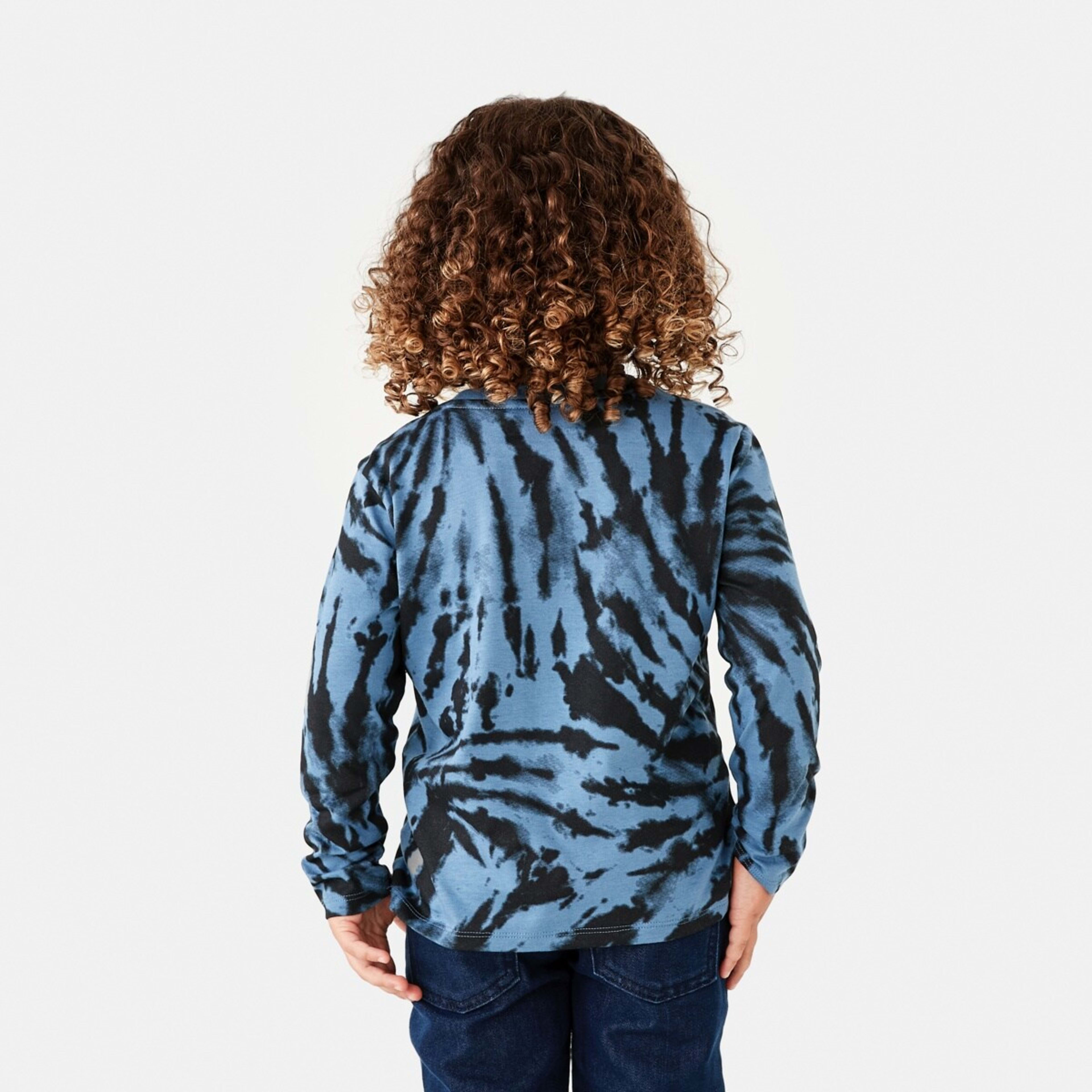 2 Long Sleeve Print T-shirt Wormhole Tie Dye Blue, 2 of 9