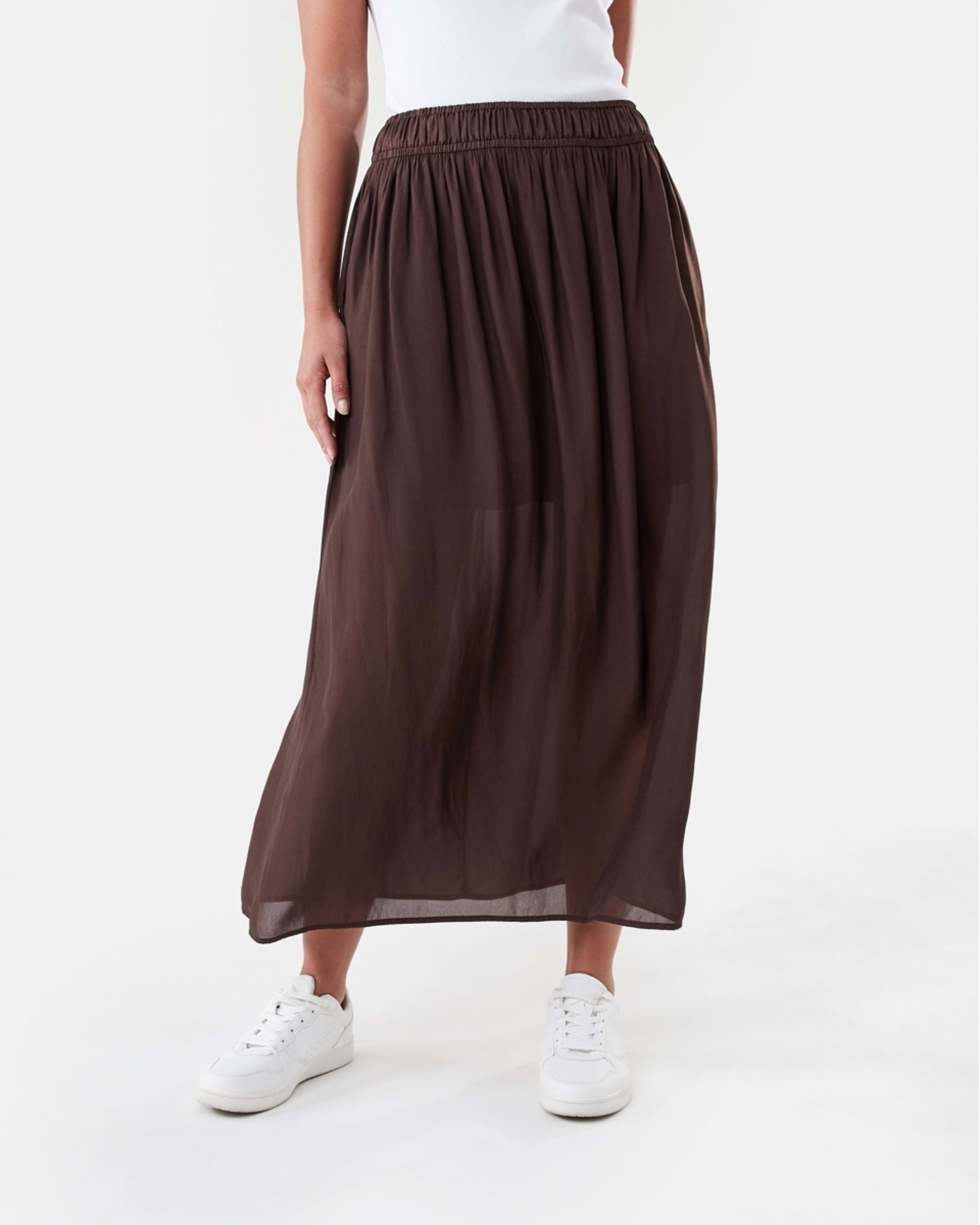 1 Sheer Flowy Maxi Skirt Melt Brown, 1 of 6