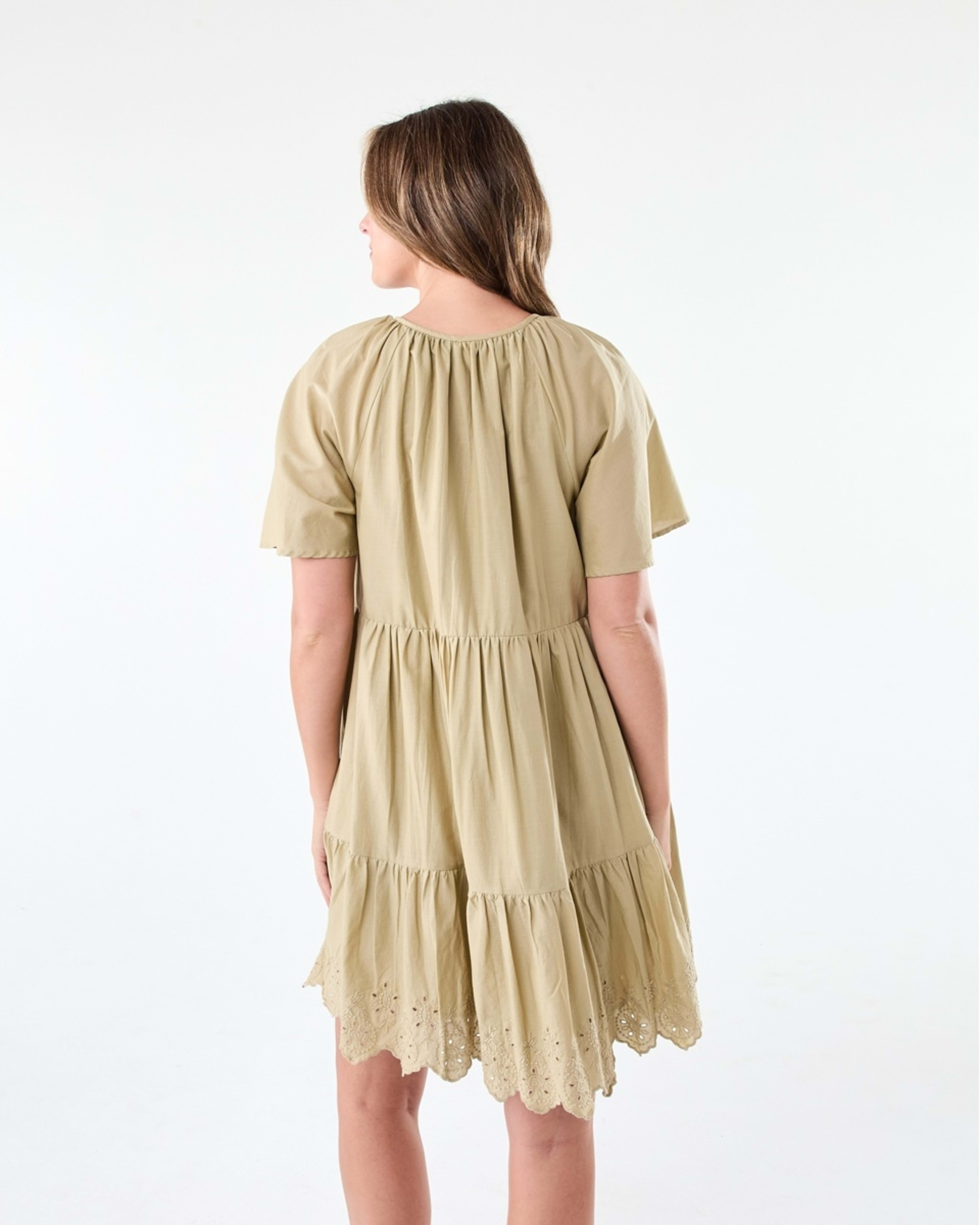 3 Short Flutter Sleeve Broderie Mini Dress Urban Grn, 3 of 7