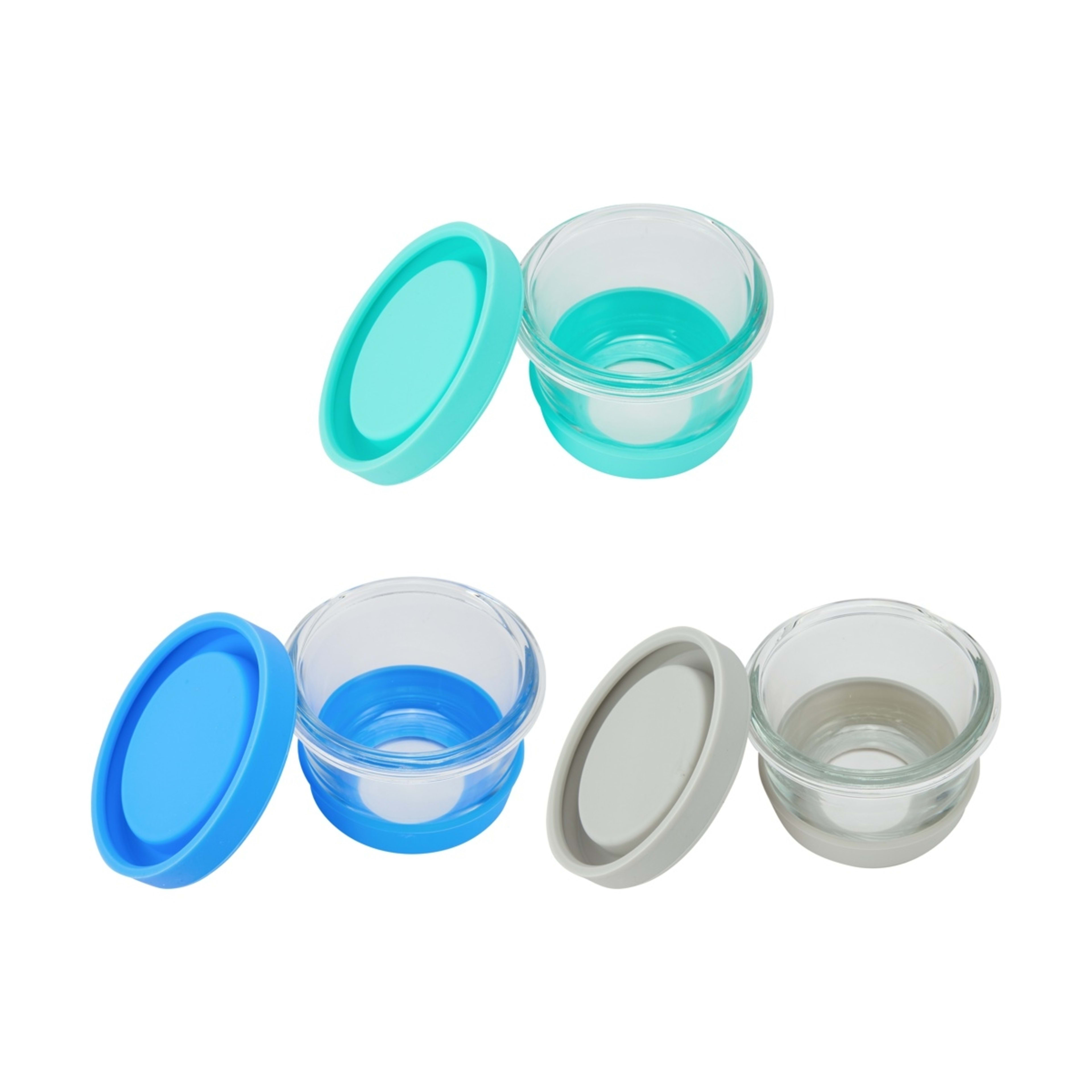 3 Pack Mini Glass Containers with Silicone Lids - Kmart