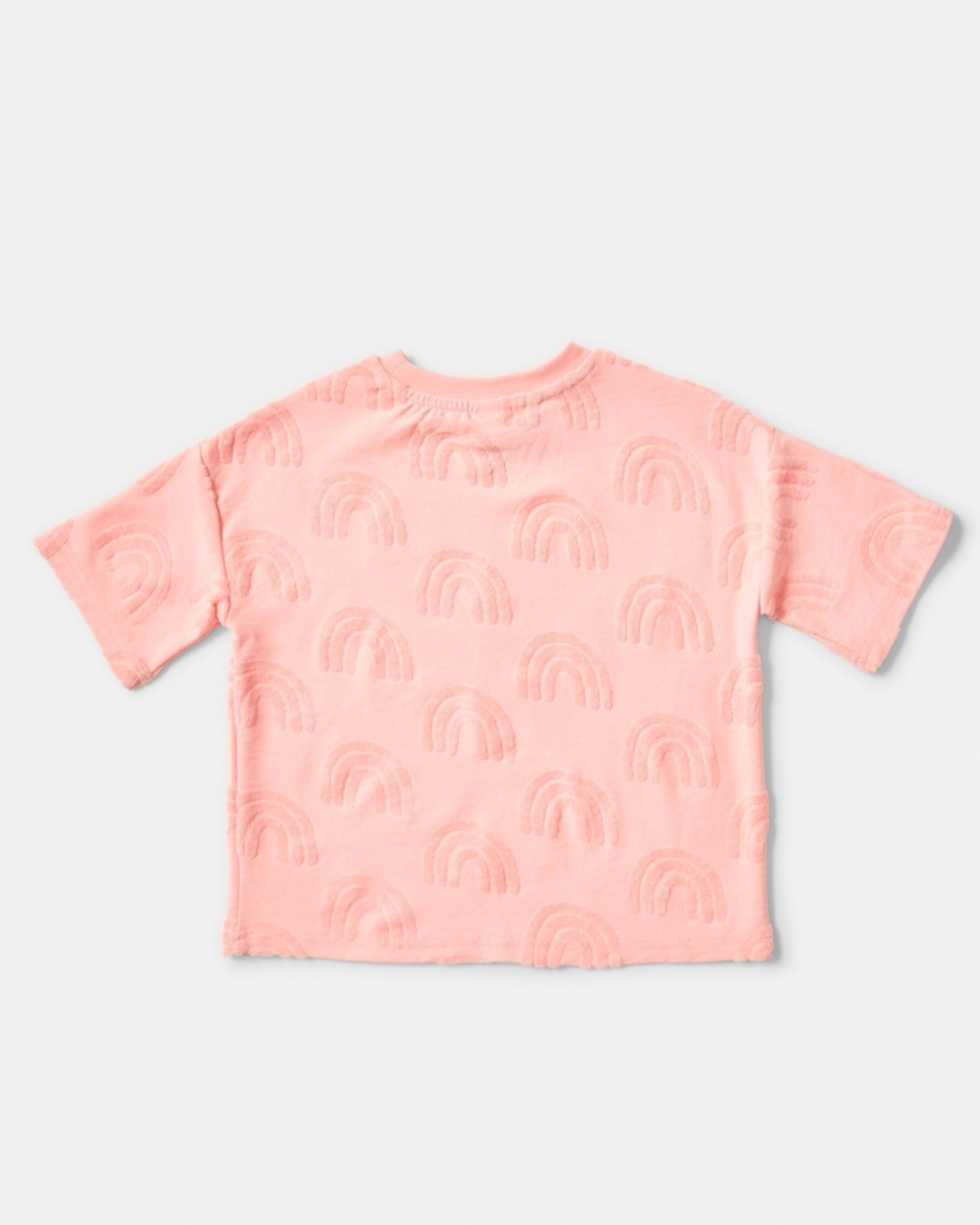 9 Short Sleeve Texture T-shirt Rainbow Terry Apricot Blush, 9 of 9