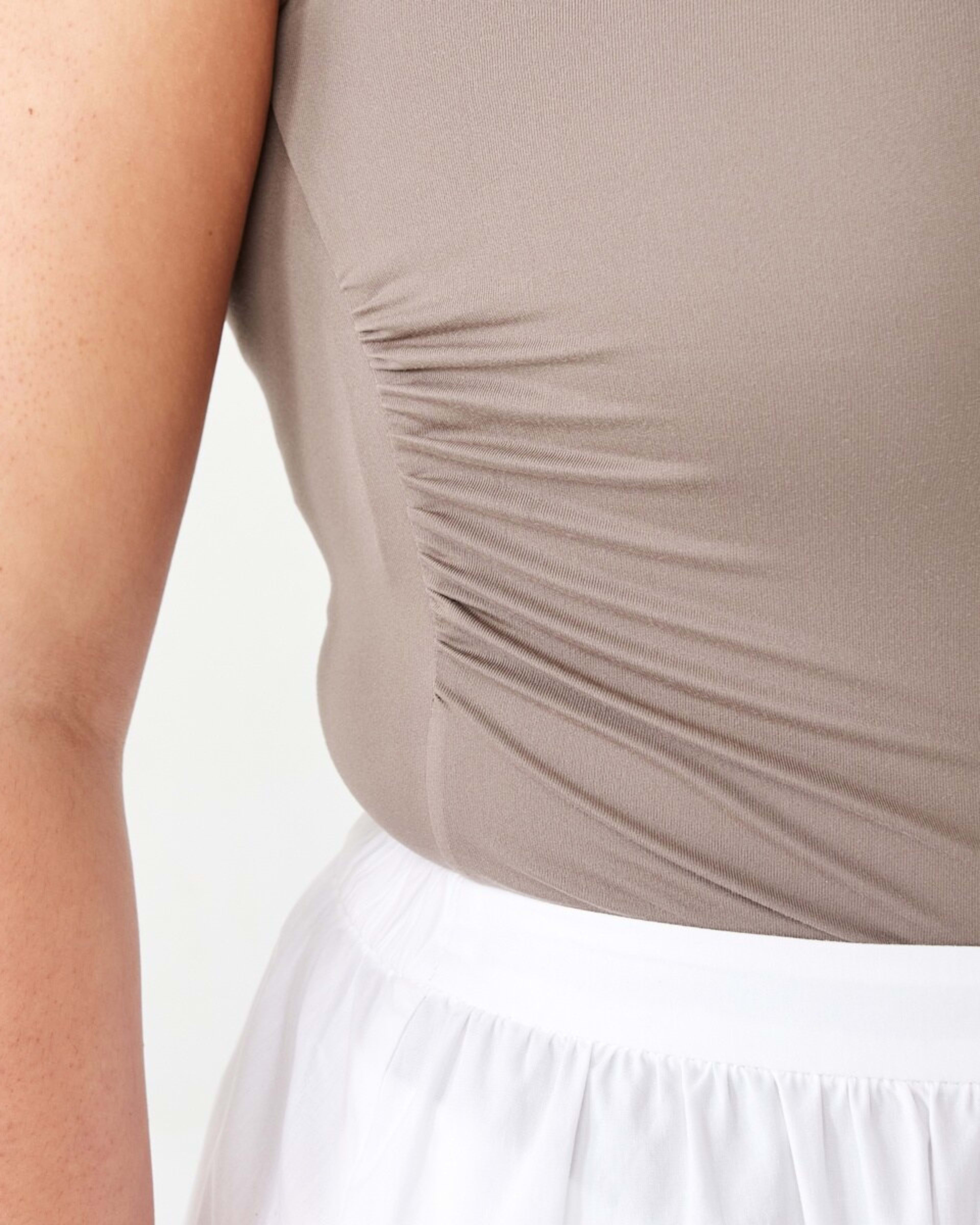 7 Sleeveless Twist Detail Bodysuit Taupe Brn, 7 of 7