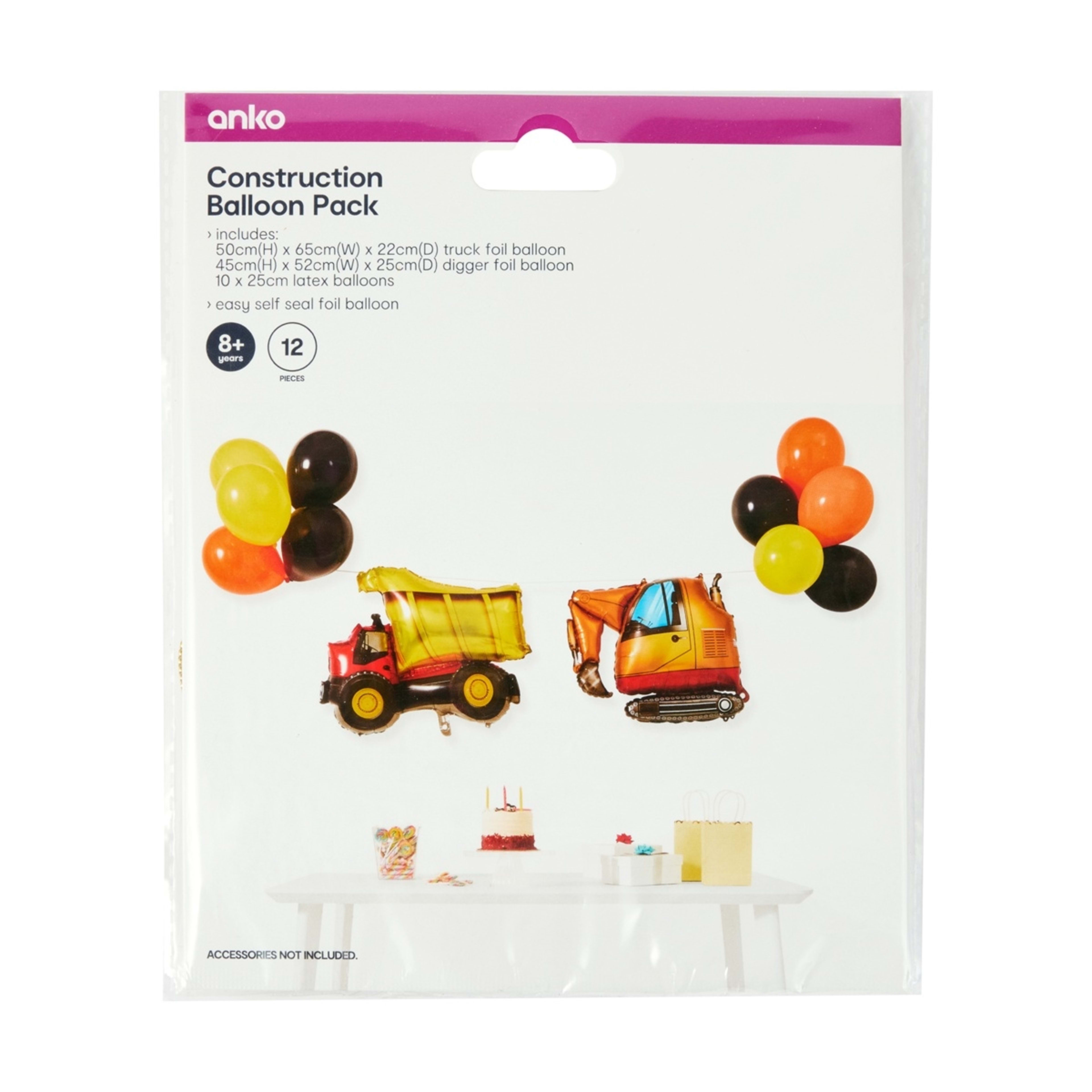 2 12 Piece Construction Balloon Pack, 2 of 2