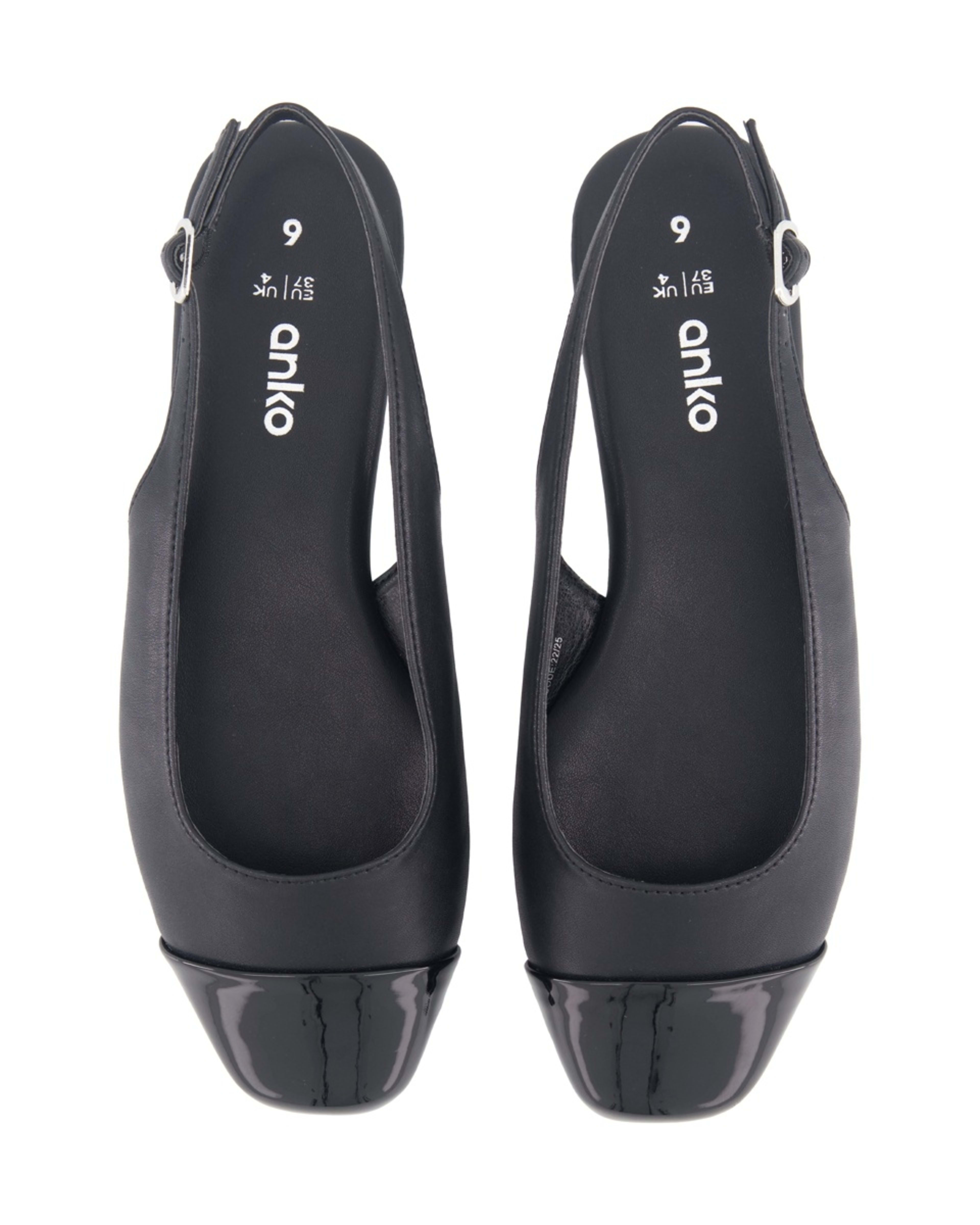 2 Ballet Toe Cap Slingback Flats BLACK, 2 of 3