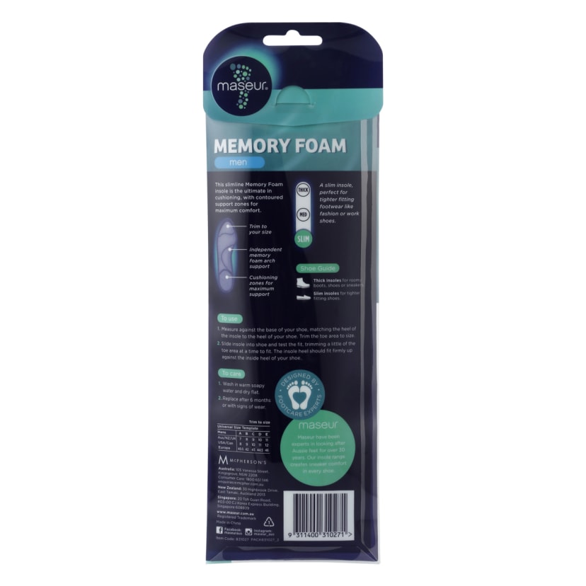 Footcare Maseur Memory Foam Insoles Kmart