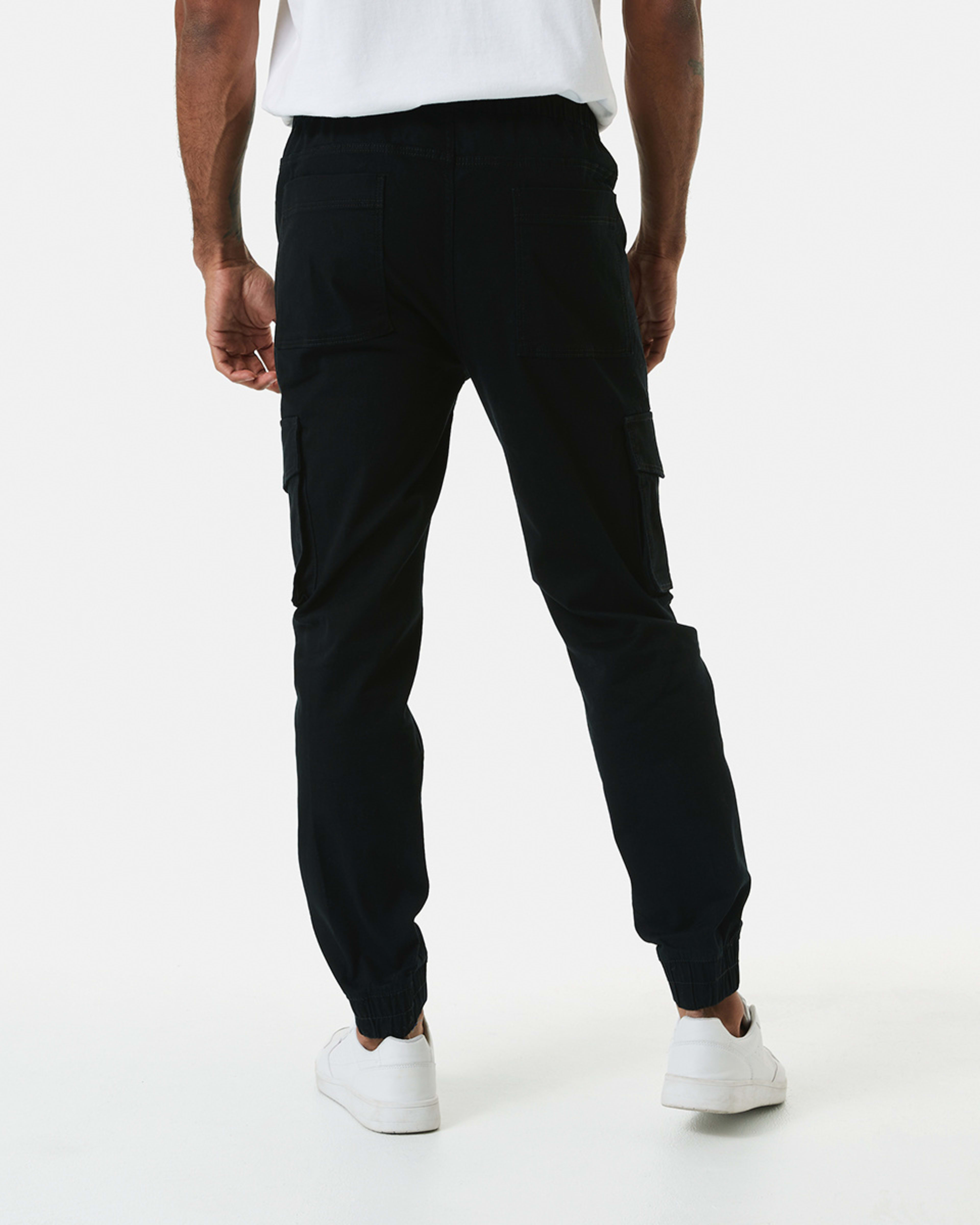 3 Elastic Waist and Cuffed Cargo Pants BLACK, 3 of 6