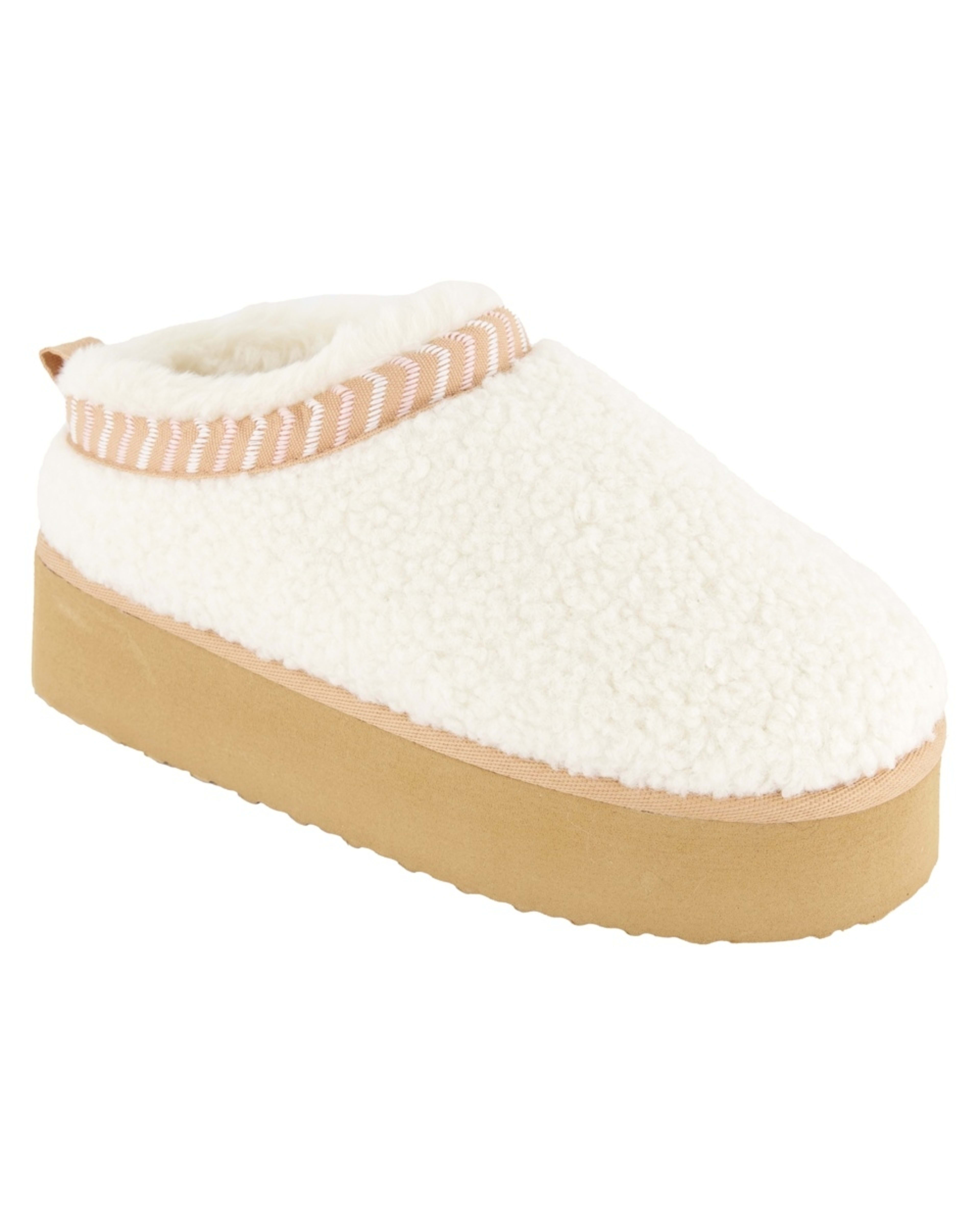 1 Scuff Platform Trim Slippers Snw White