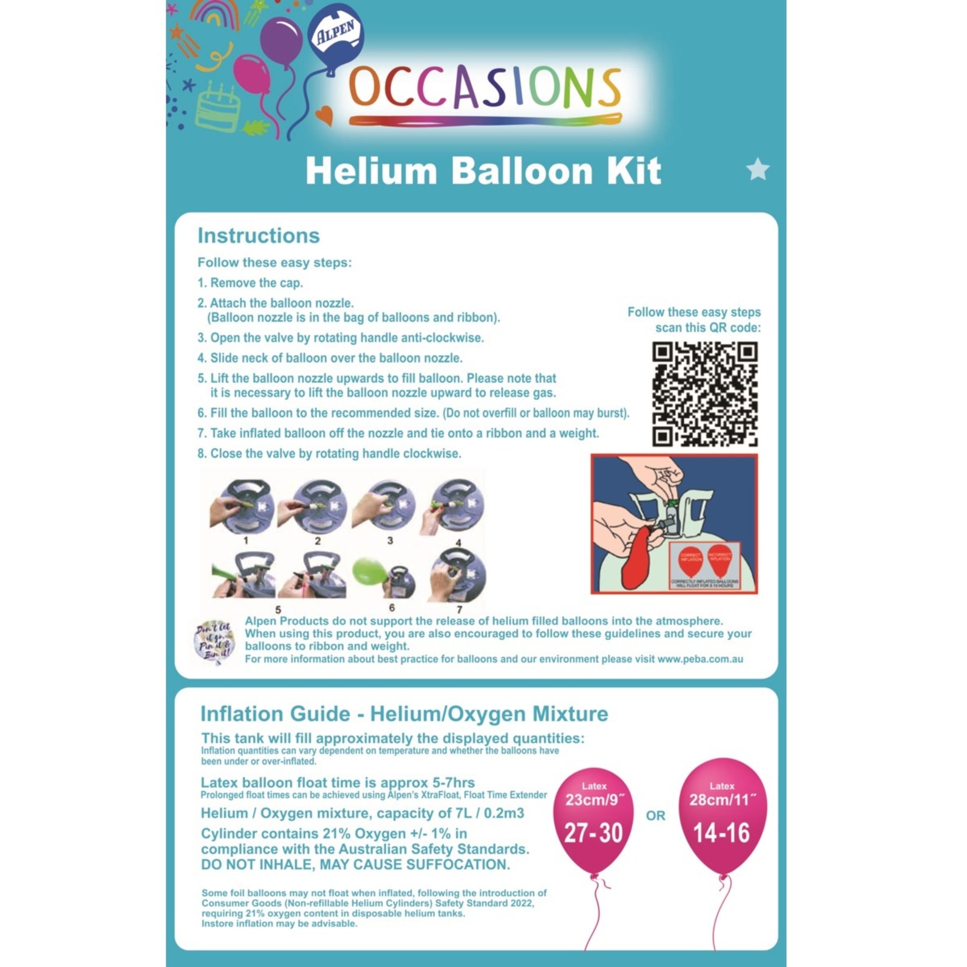 Alpen Occasions Helium Balloon 30 Tank Kit Small Kmart