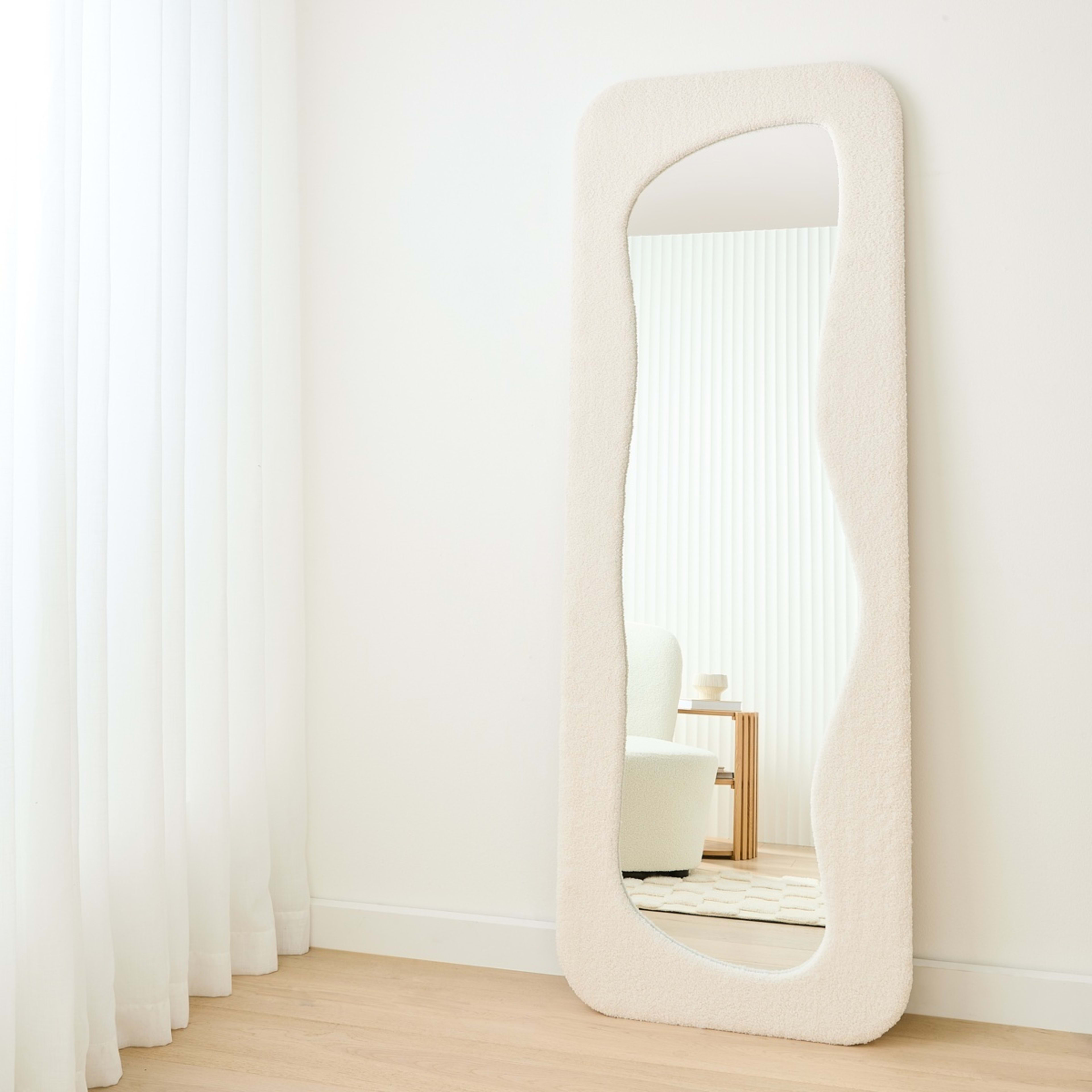 1 Curved Boucle Floor Mirror