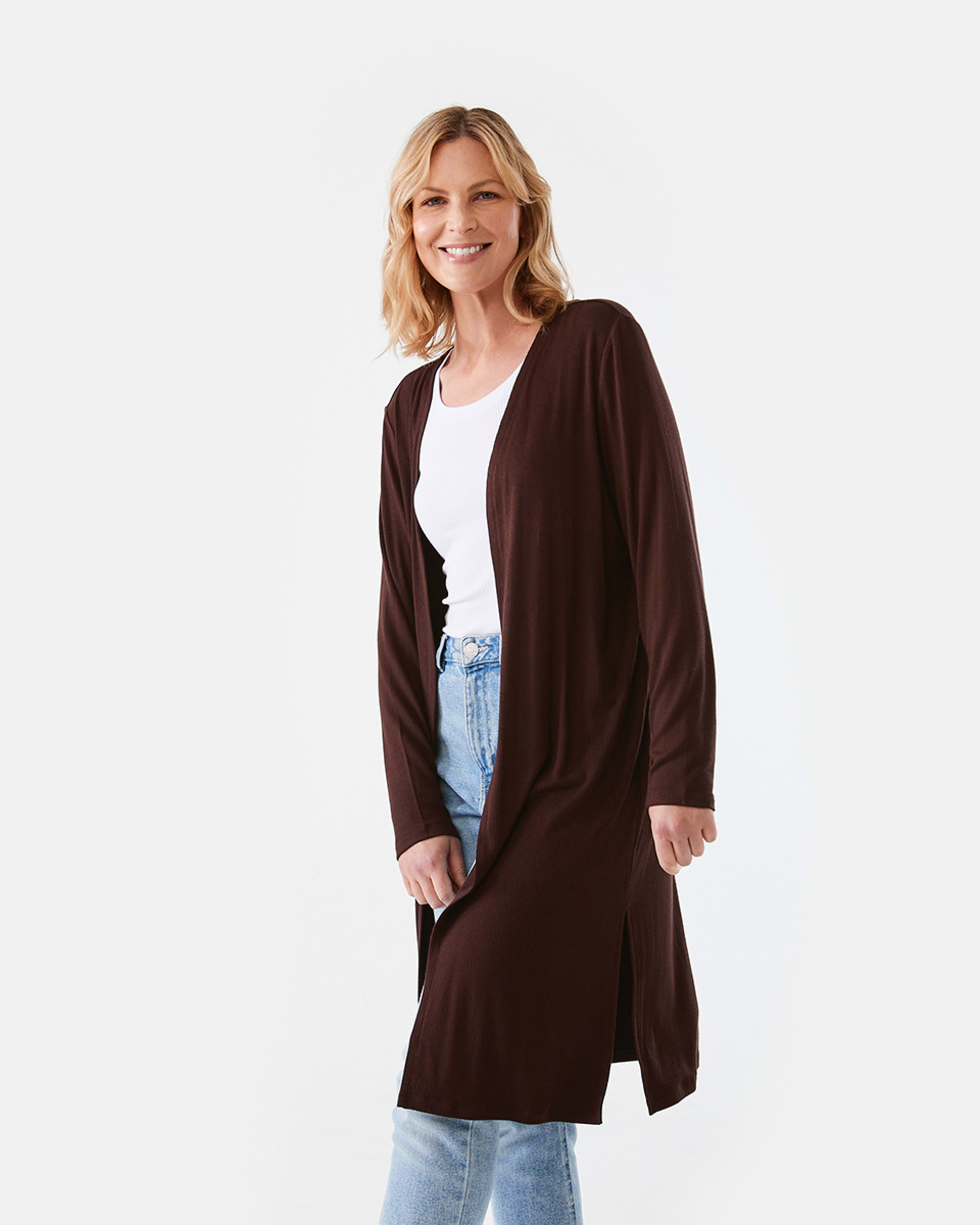 Long Sleeve Rib Cardigan - Kmart