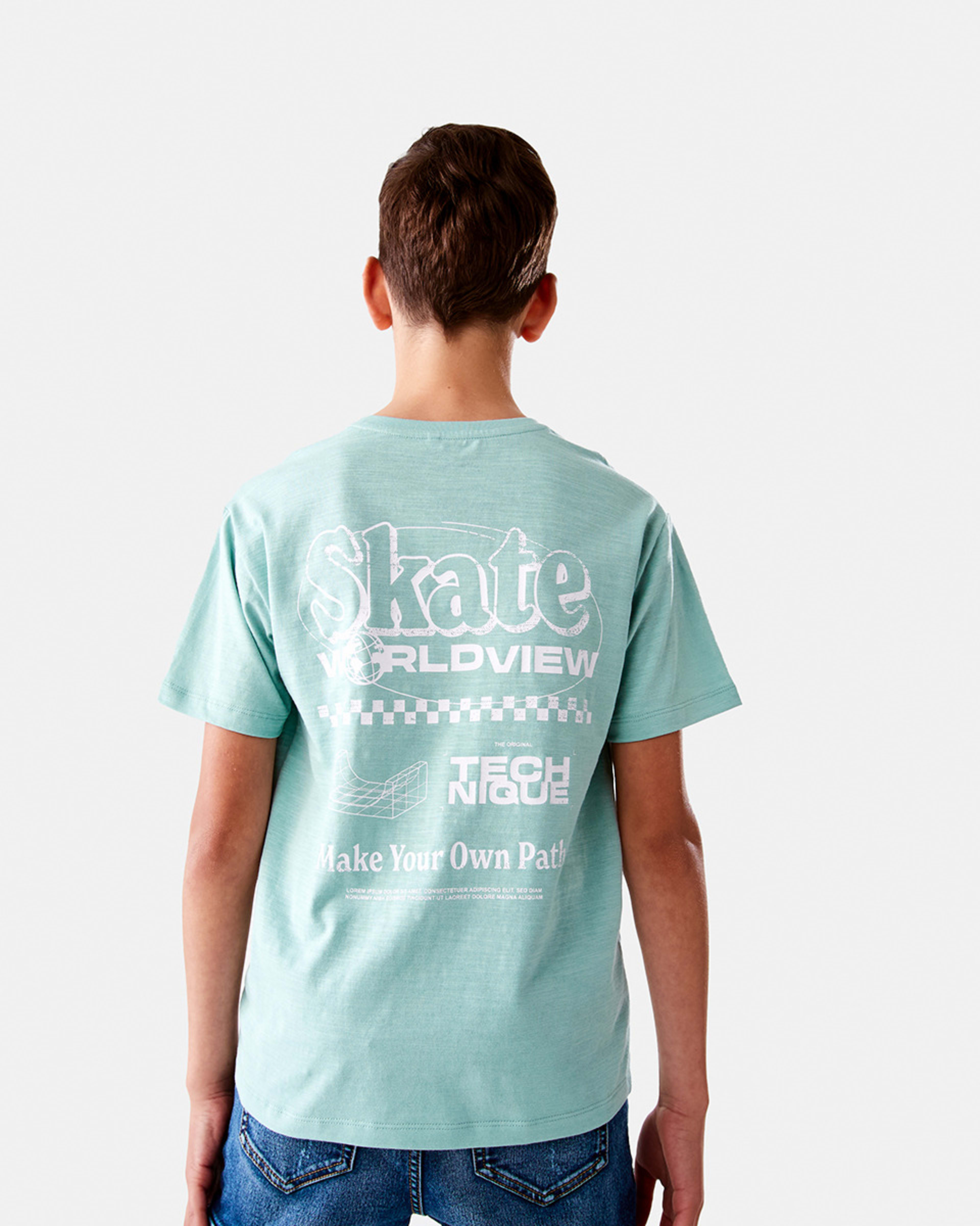 2 Short Sleeve Back Print T-shirt Teal Skate, 2 of 9