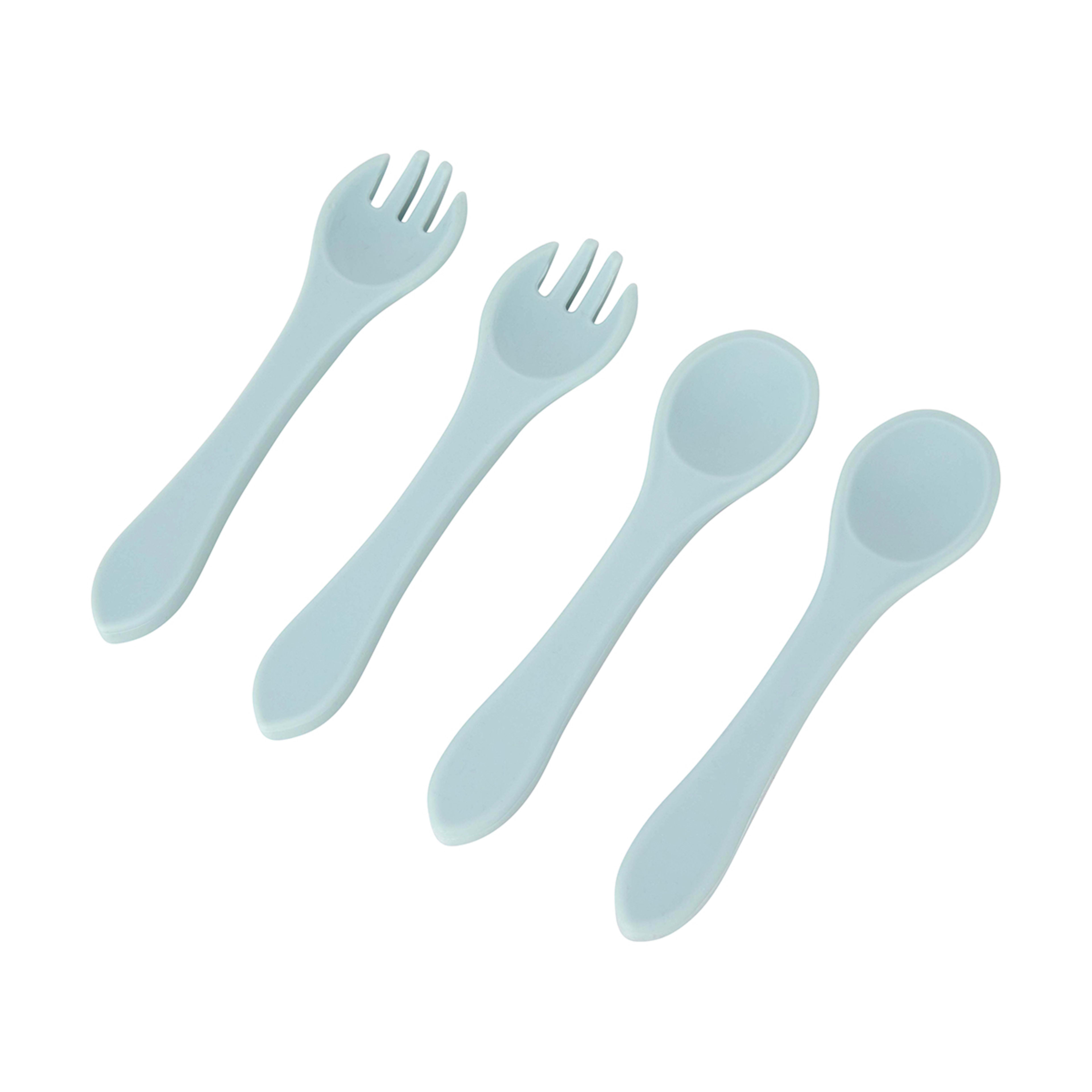 4 Piece Silicone Spoon & Fork Set Teal Kmart