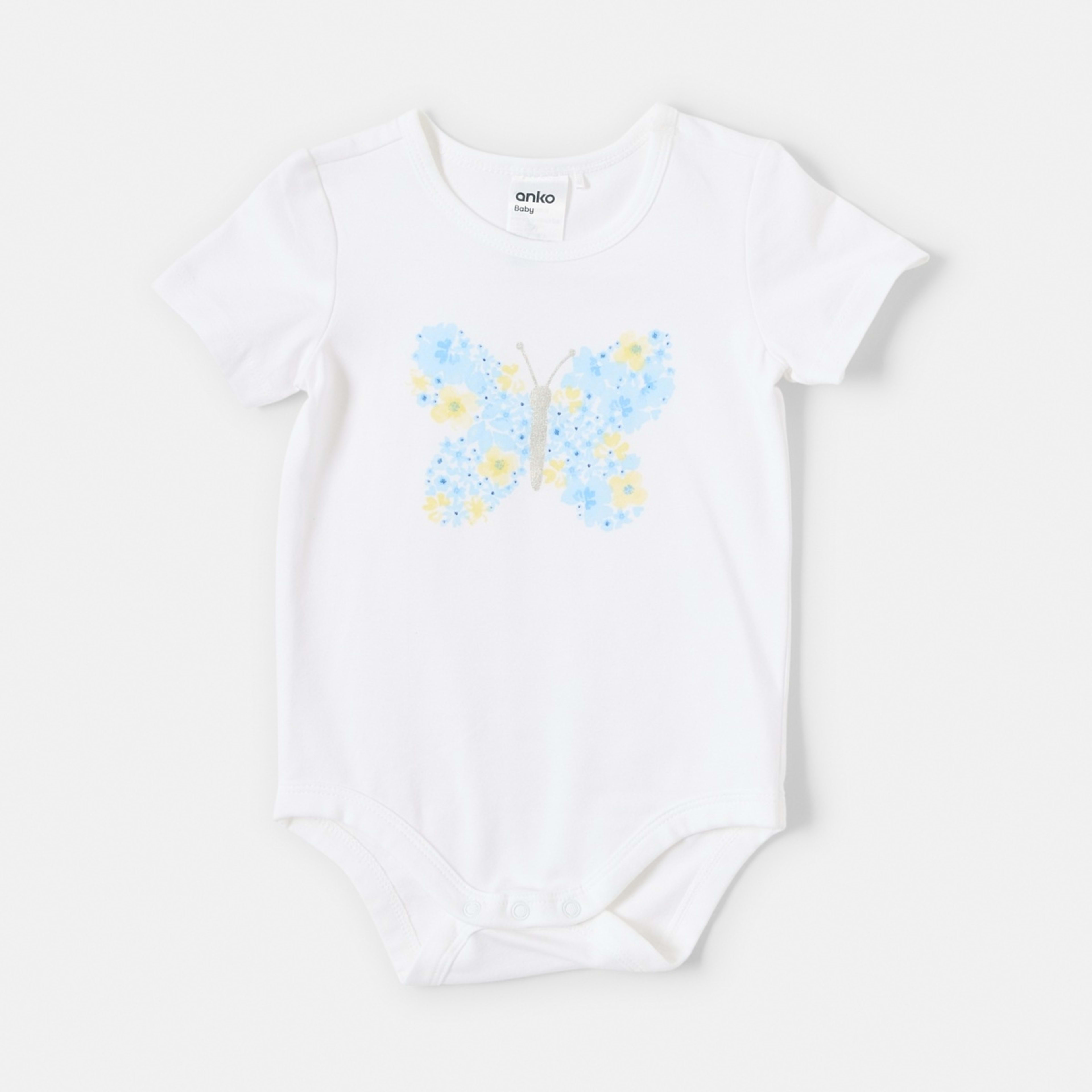 3 3 Pack Short Sleeve Bodysuits Butterfly, 3 of 8