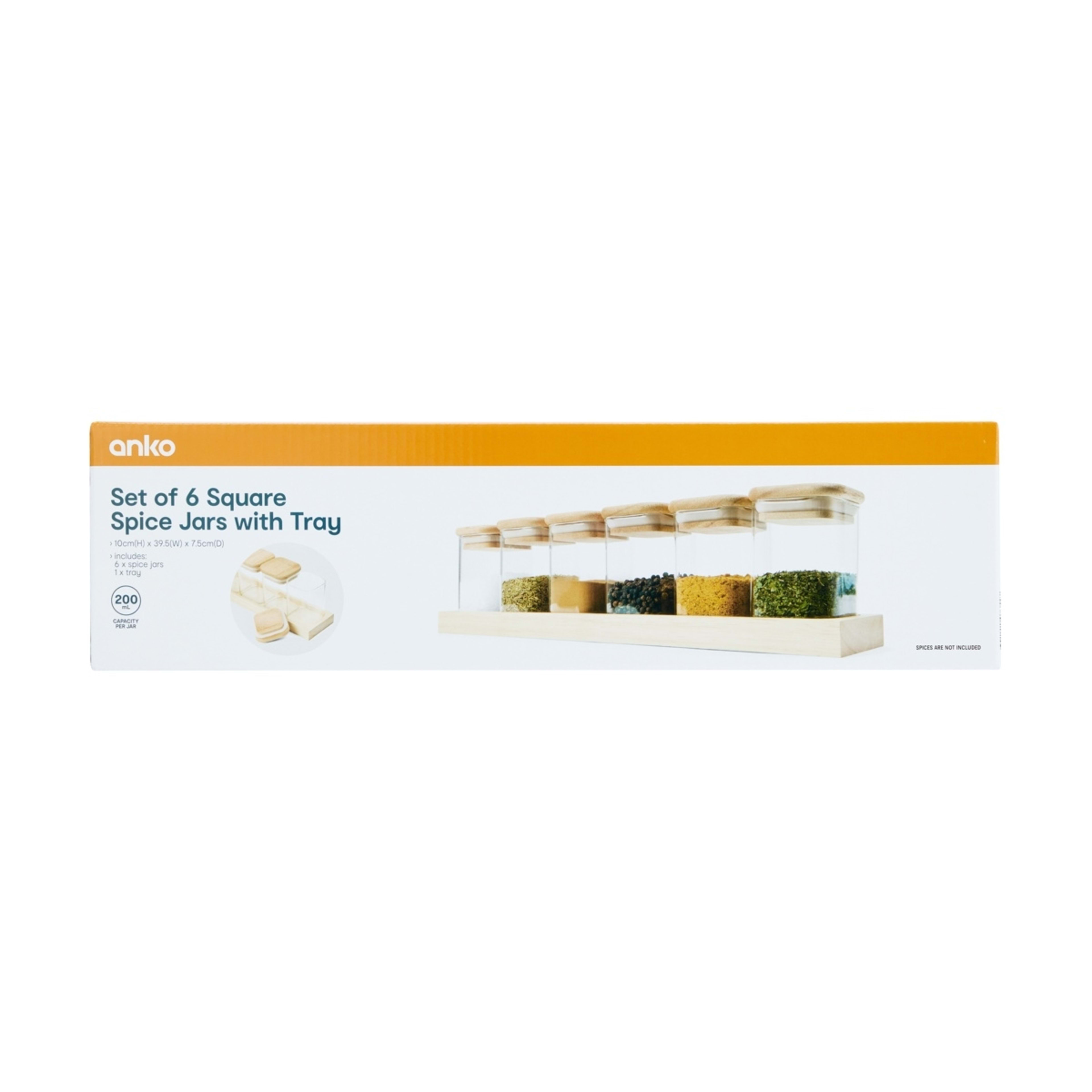 10 Set of 6 Square Spice Jars with Tray, 10 of 10