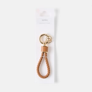 Keyring Kmart PU Loop Keyring Gold Tone And Tan Kmart