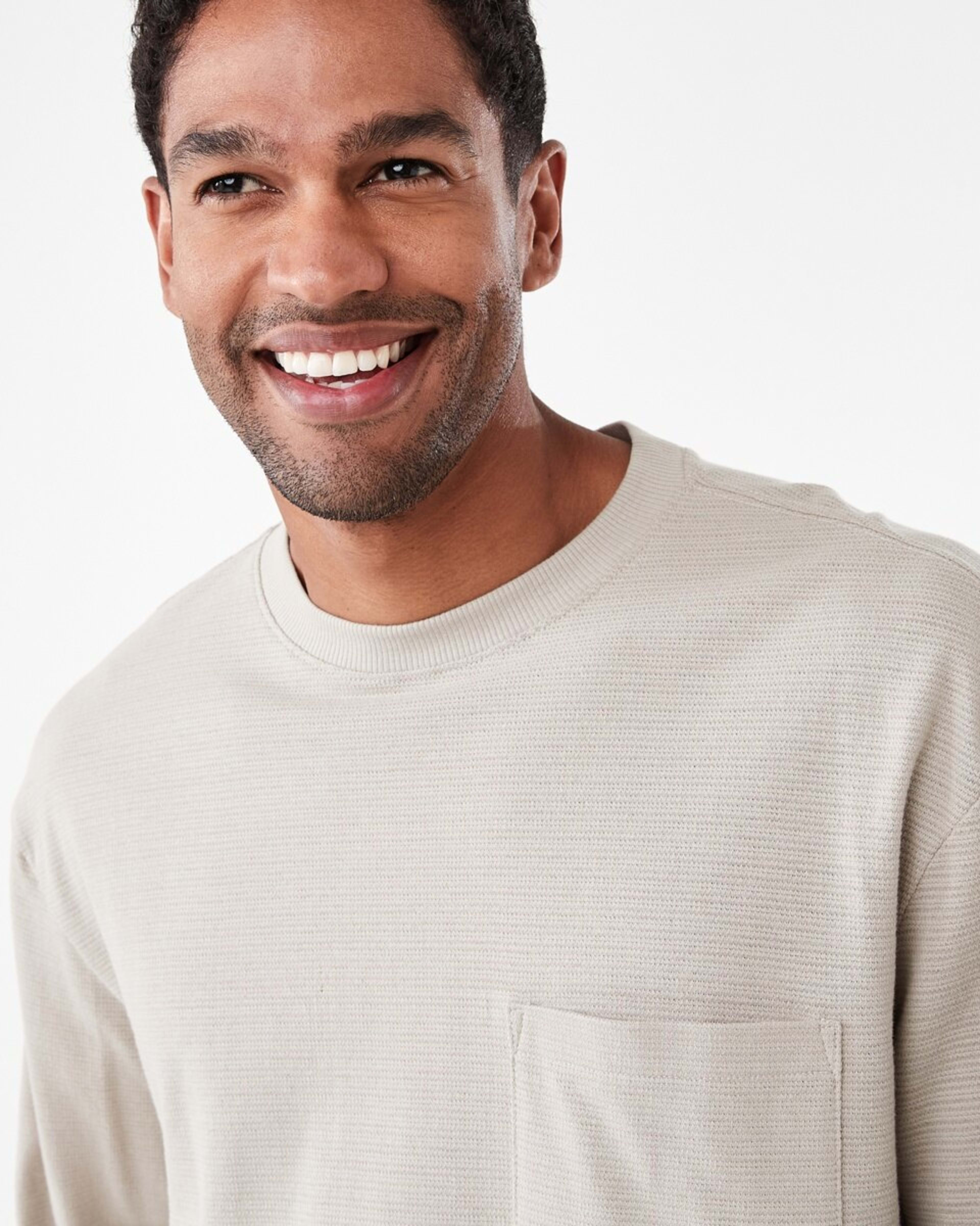 4 Long Sleeve Oversized Textured T-shirt Bge String, 4 of 5