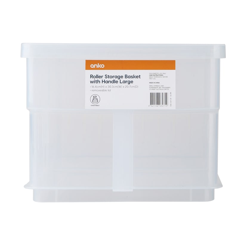 Roller Storage Basket with Handles Large Kmart