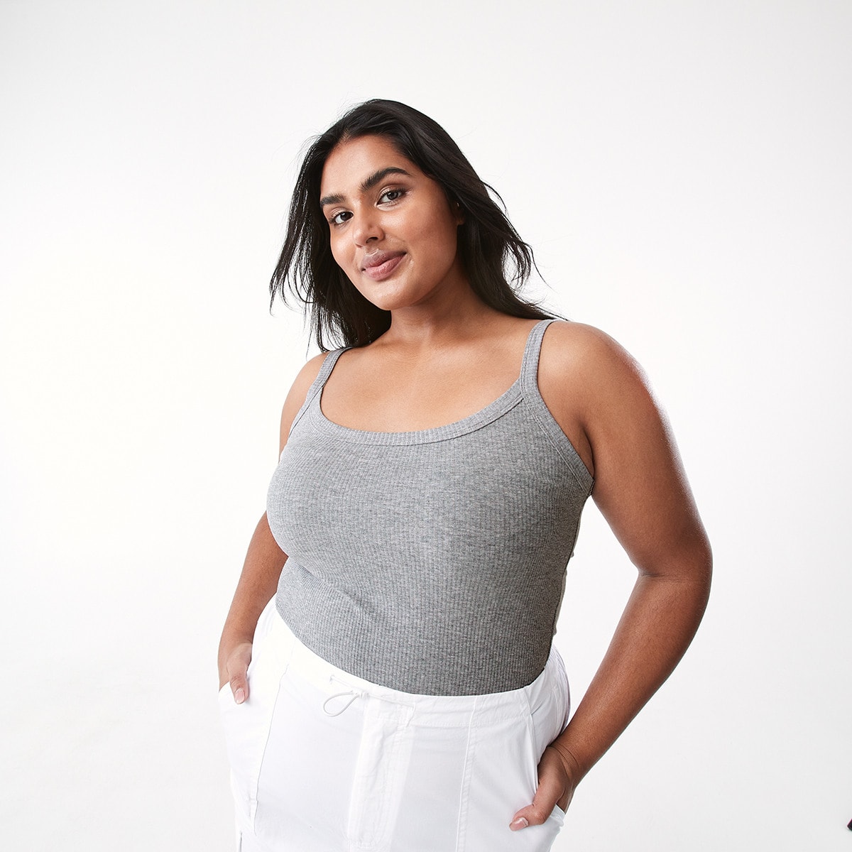 Sleeveless Rib Scoop Cami Top Kmart