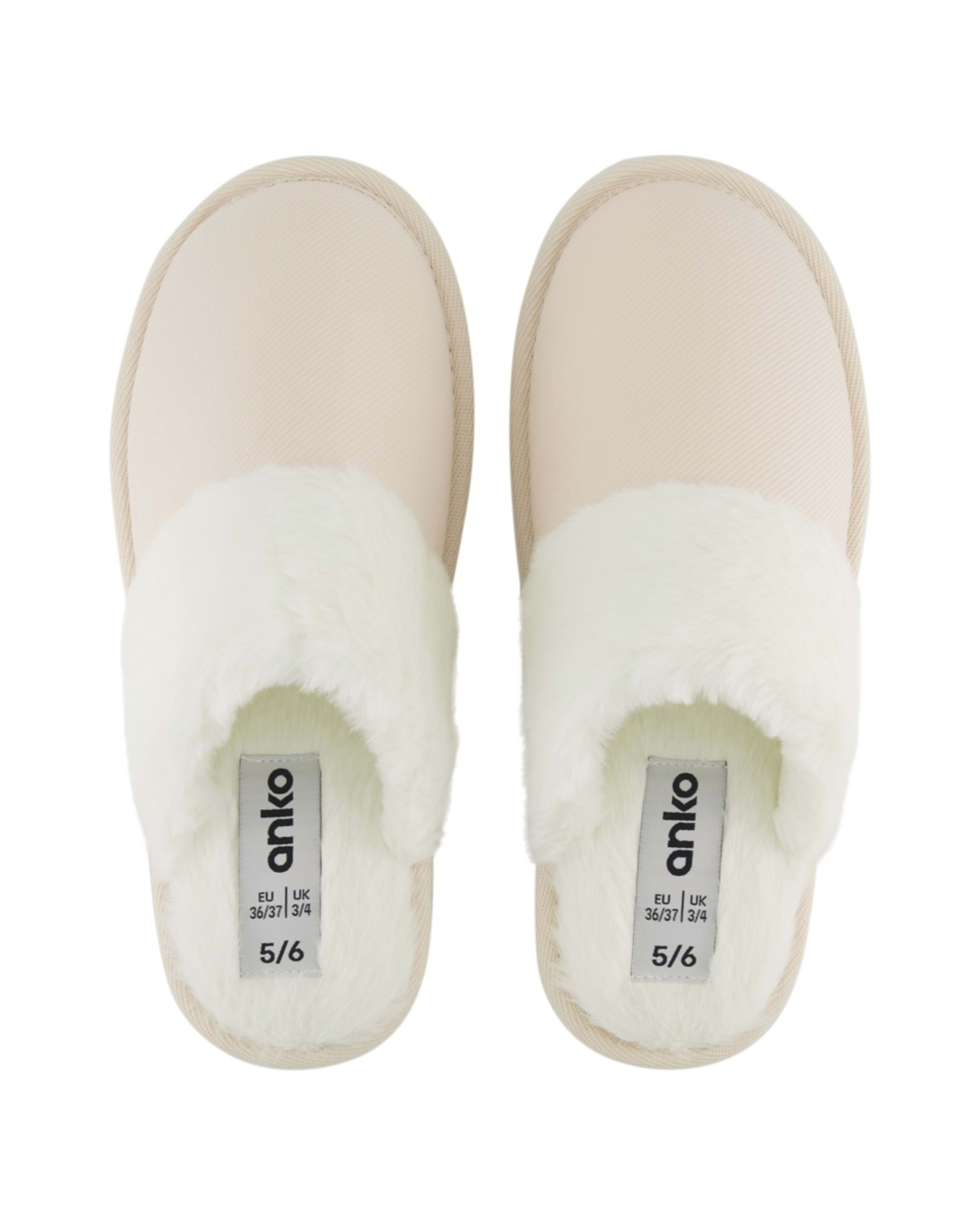 2 Corduroy Slipper Scuffs Beige Gray, 2 of 3