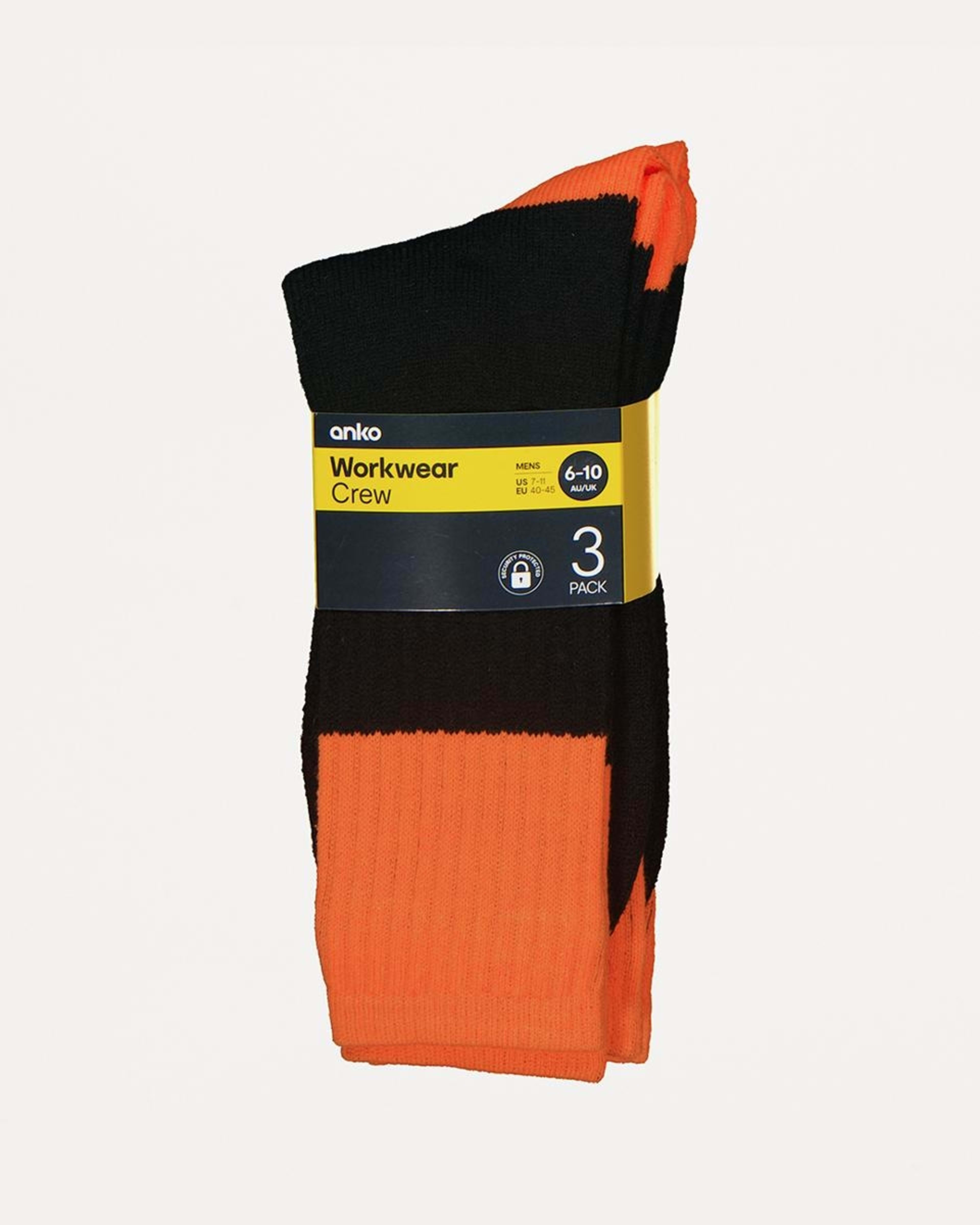 3 3 Pack Work Socks BLACK ORANGE TOP, 3 of 3