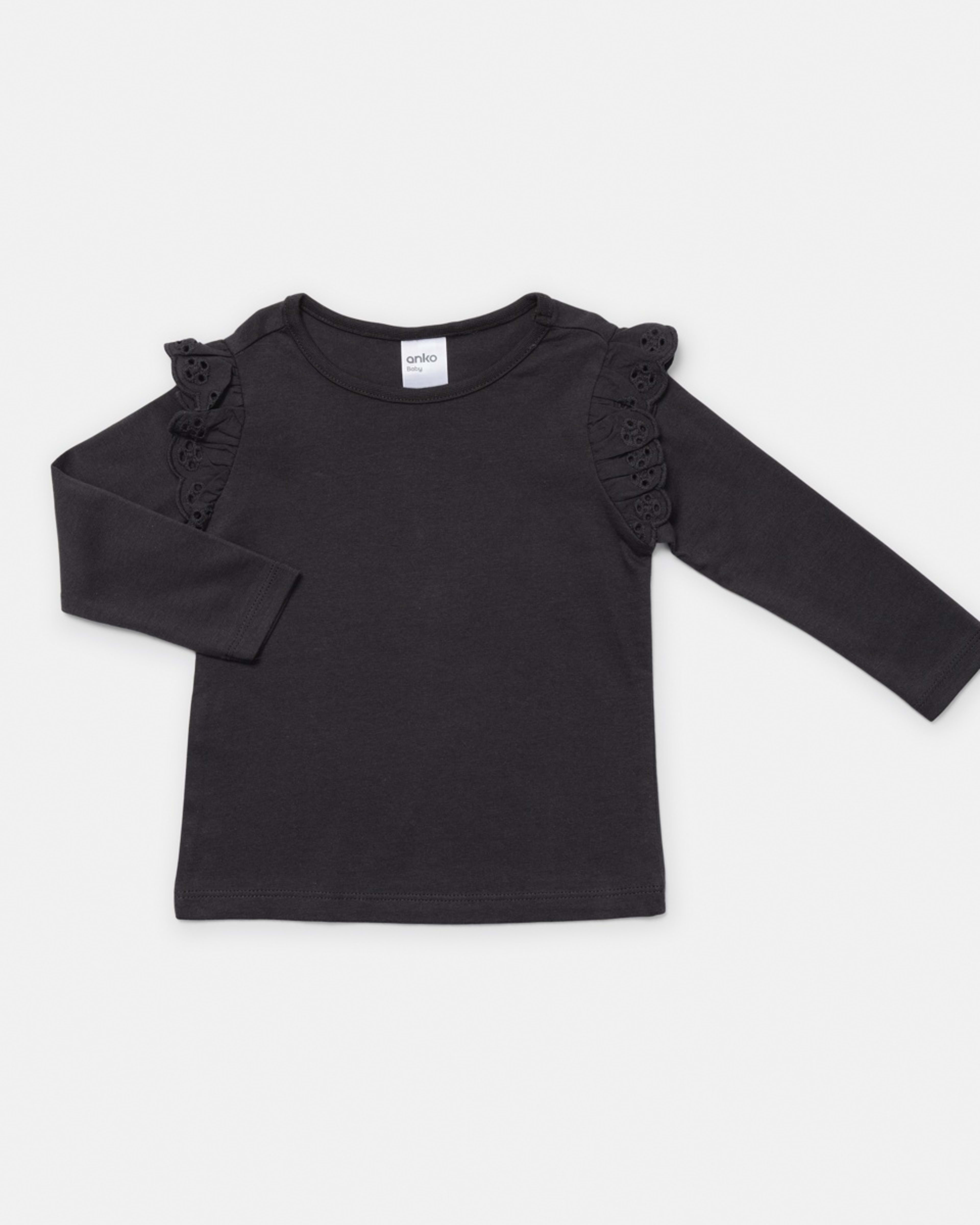 3 3 Pack Long Sleeve Broderie T-shirt Green Grey, 3 of 8