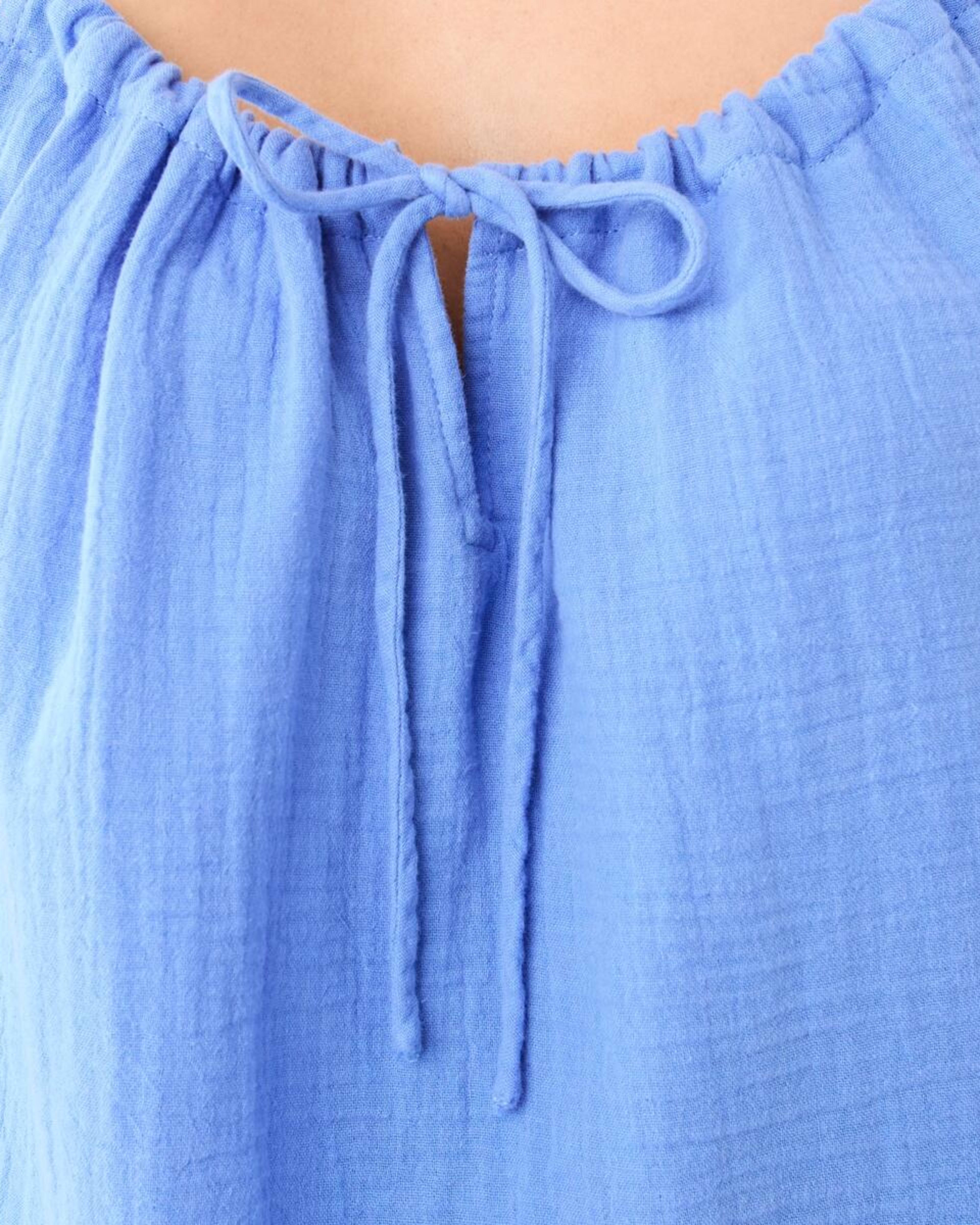 5 Sleeveless Double Cloth Halter Neck Top Blu Marine, 5 of 5