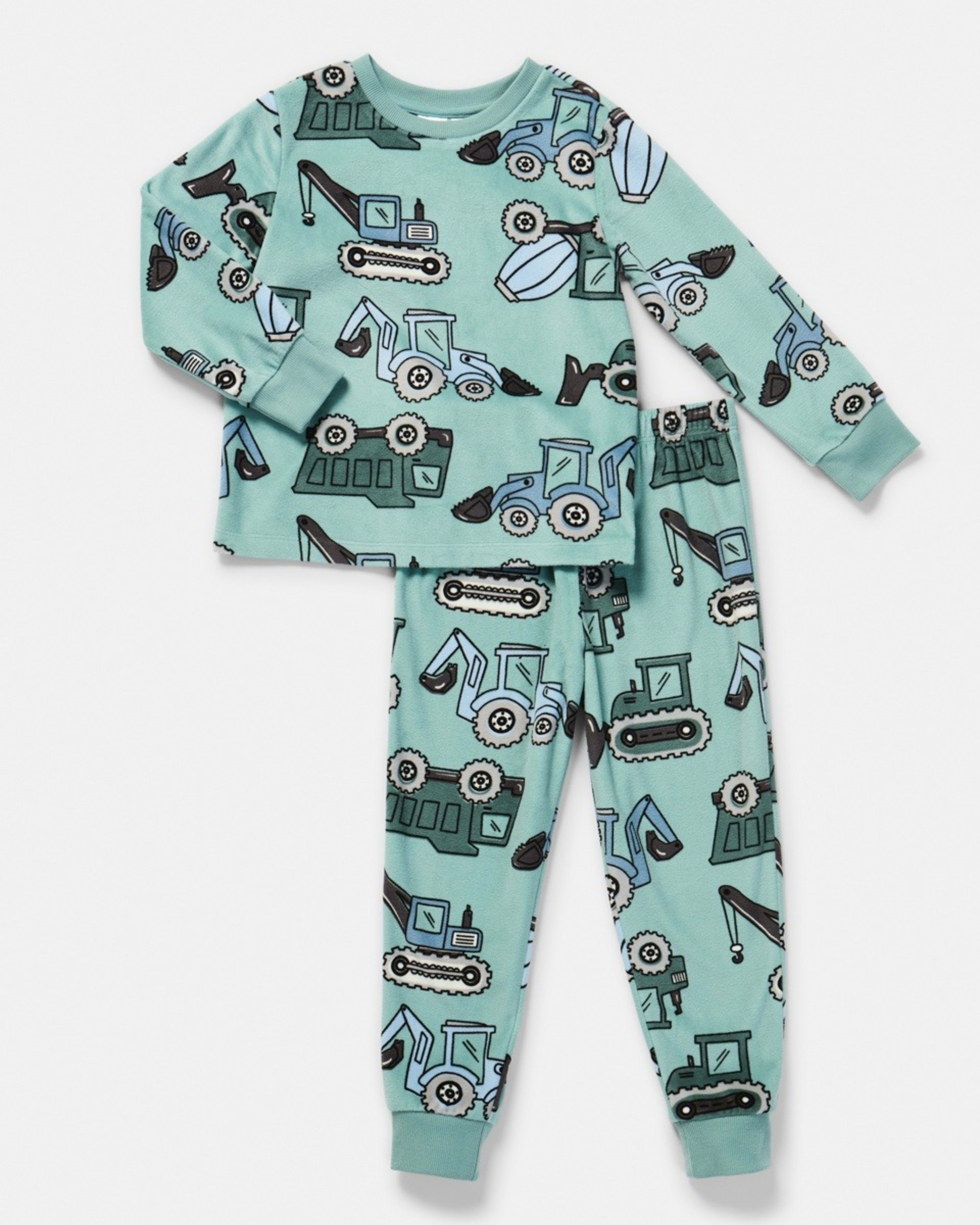 7 Super Soft Pyjama Set Green Trucks, 7 of 10