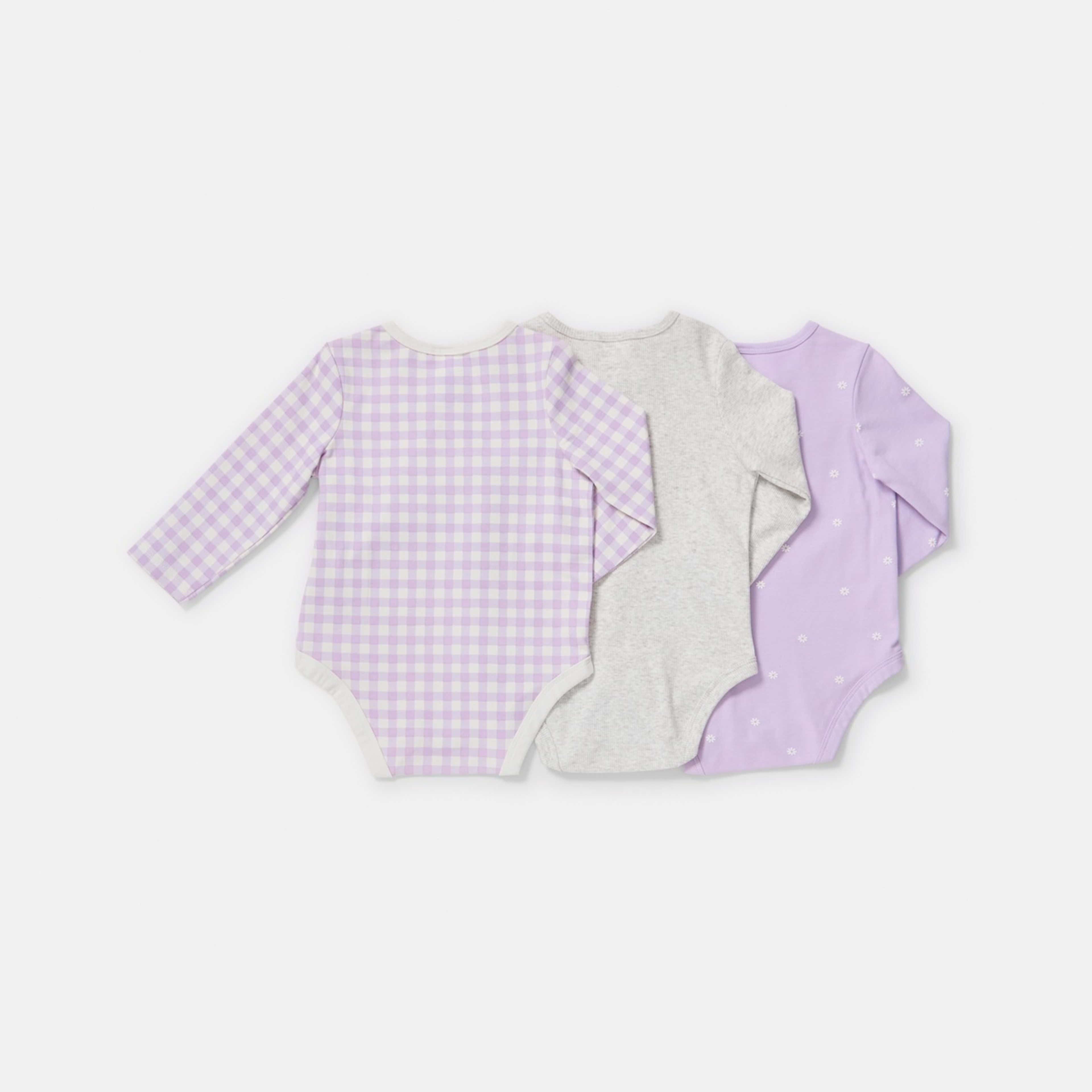 2 3 Pack Bodysuits Purple Tiny Daisy, 2 of 8