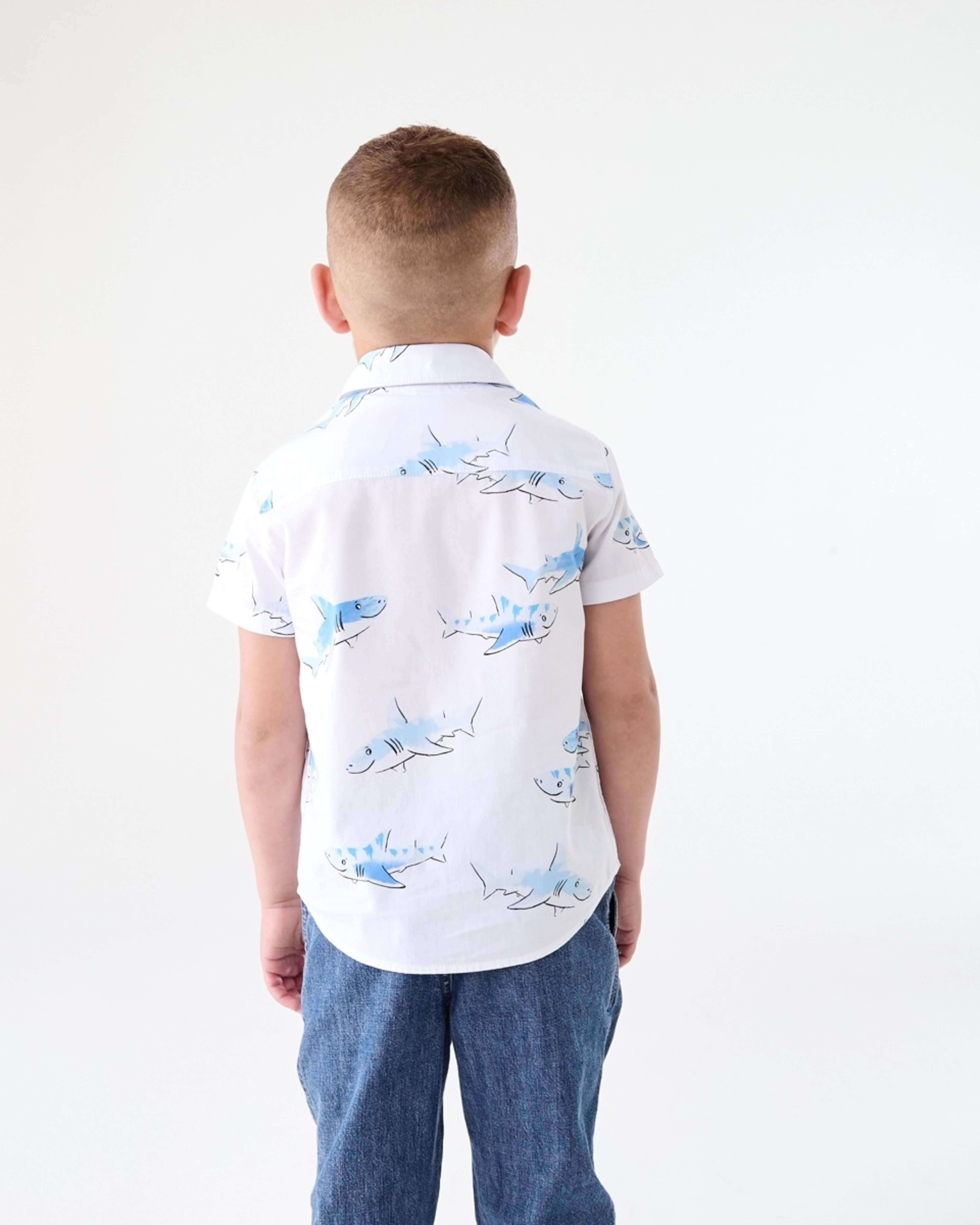 2 Short Sleeve Print Shirt CUTE SHARKS SNOW WHITE, 2 of 6