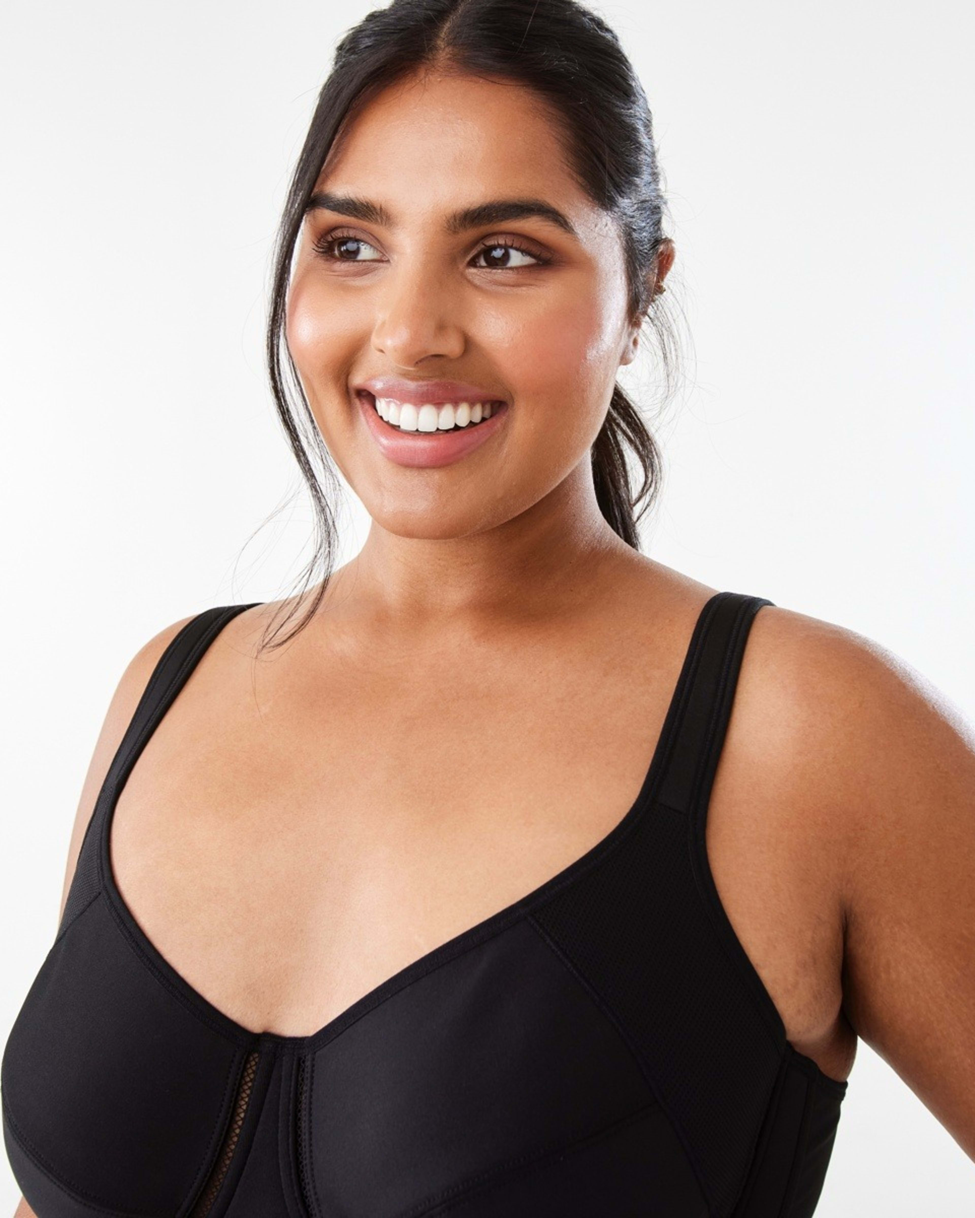 4 Full Figure Sports Underwire Soft Cup Bra BLACK, 4 of 6