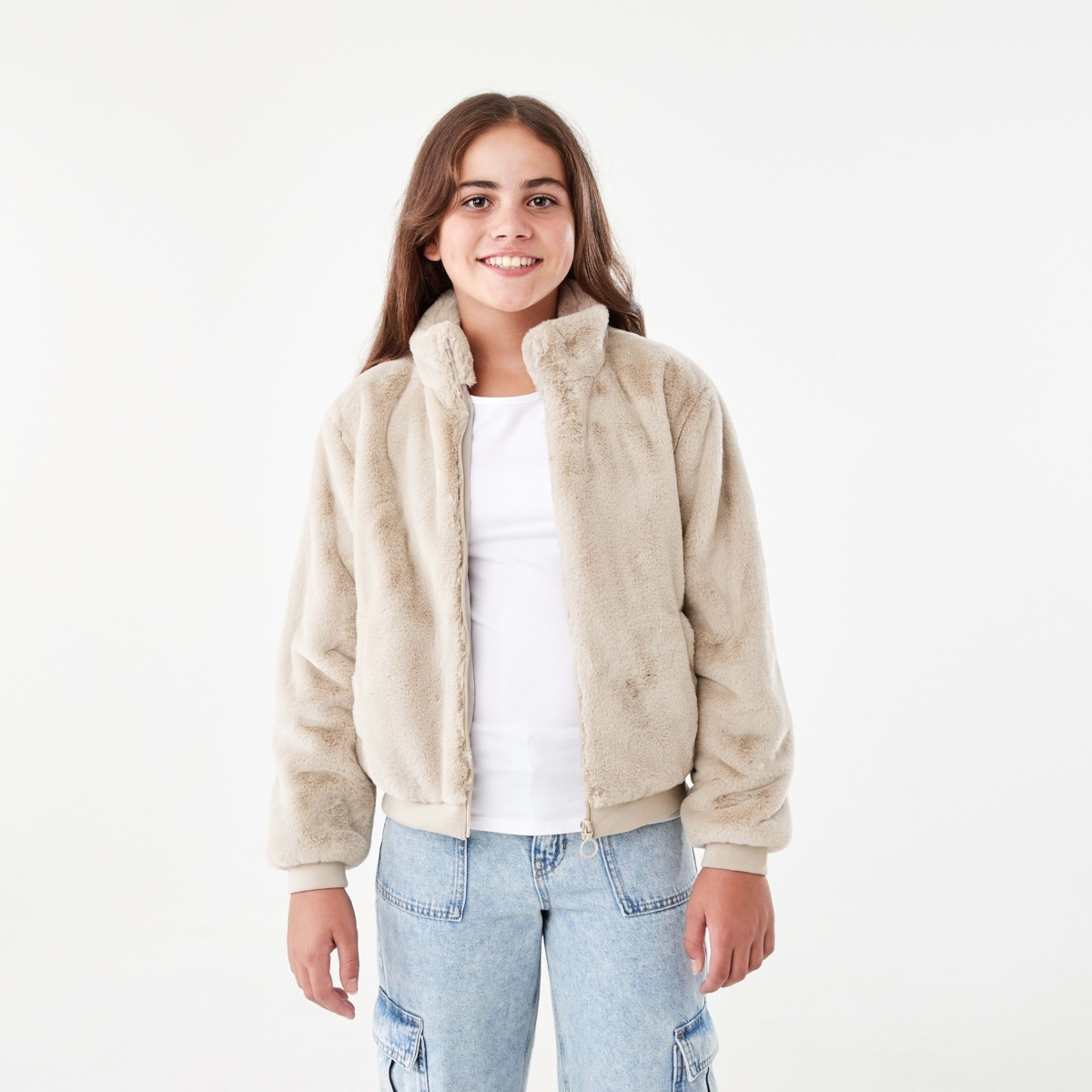 1 Faux Fur Jacket Fur Beige, 1 of 10
