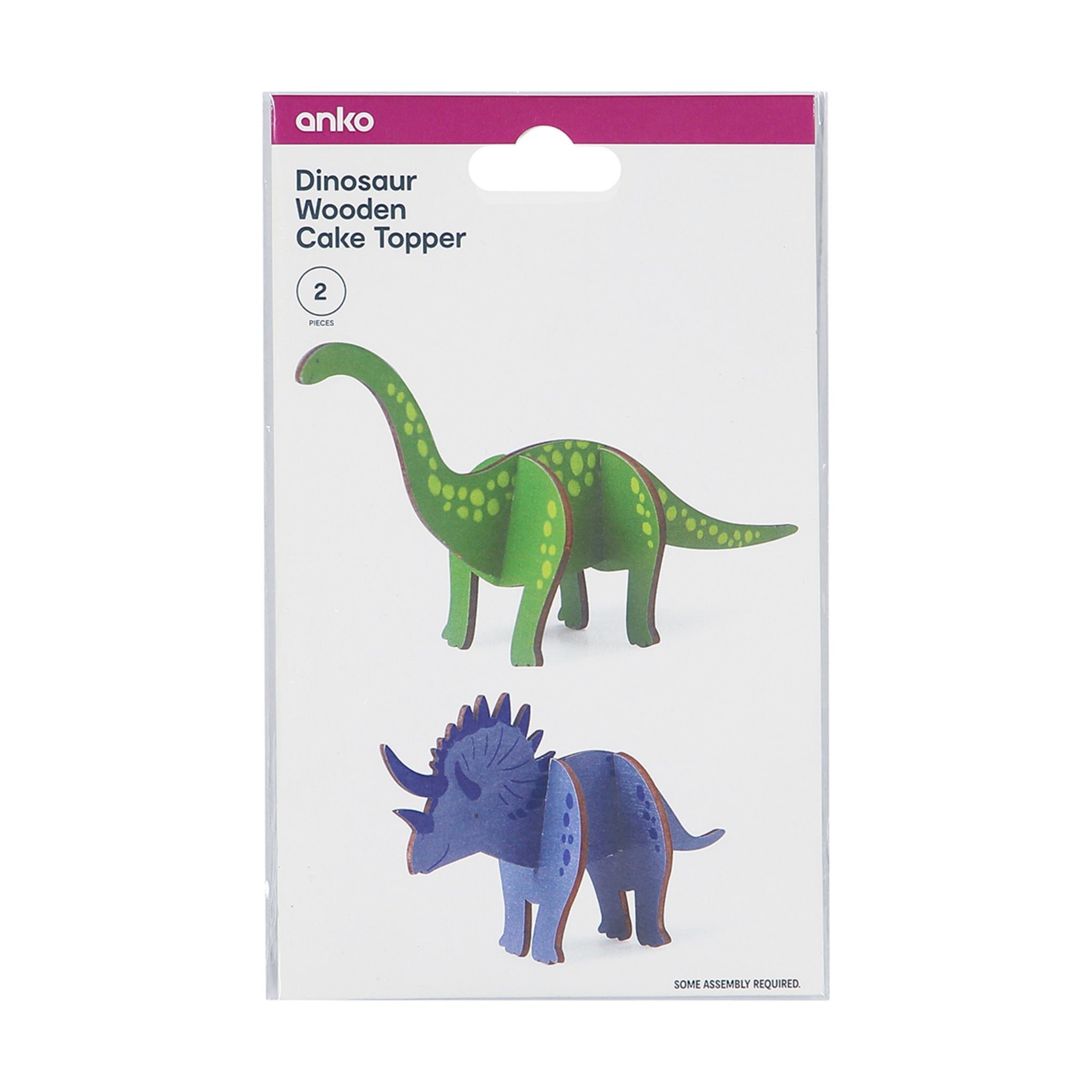 2 Piece Dinosaur Wooden Cake Topper Kmart