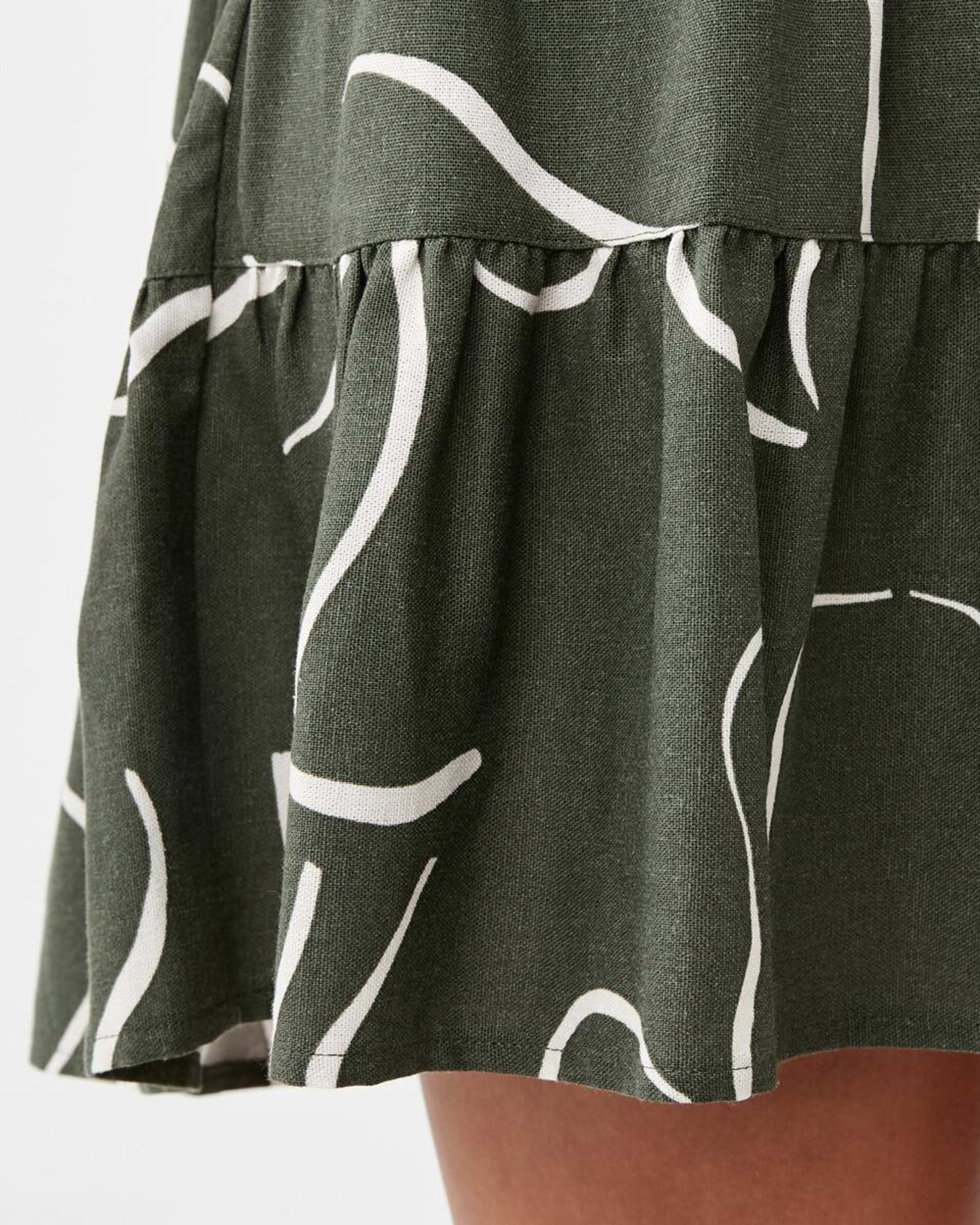 6 3/4 Balloon Sleeve Tie Front Mini Dress Abst Line, 6 of 7