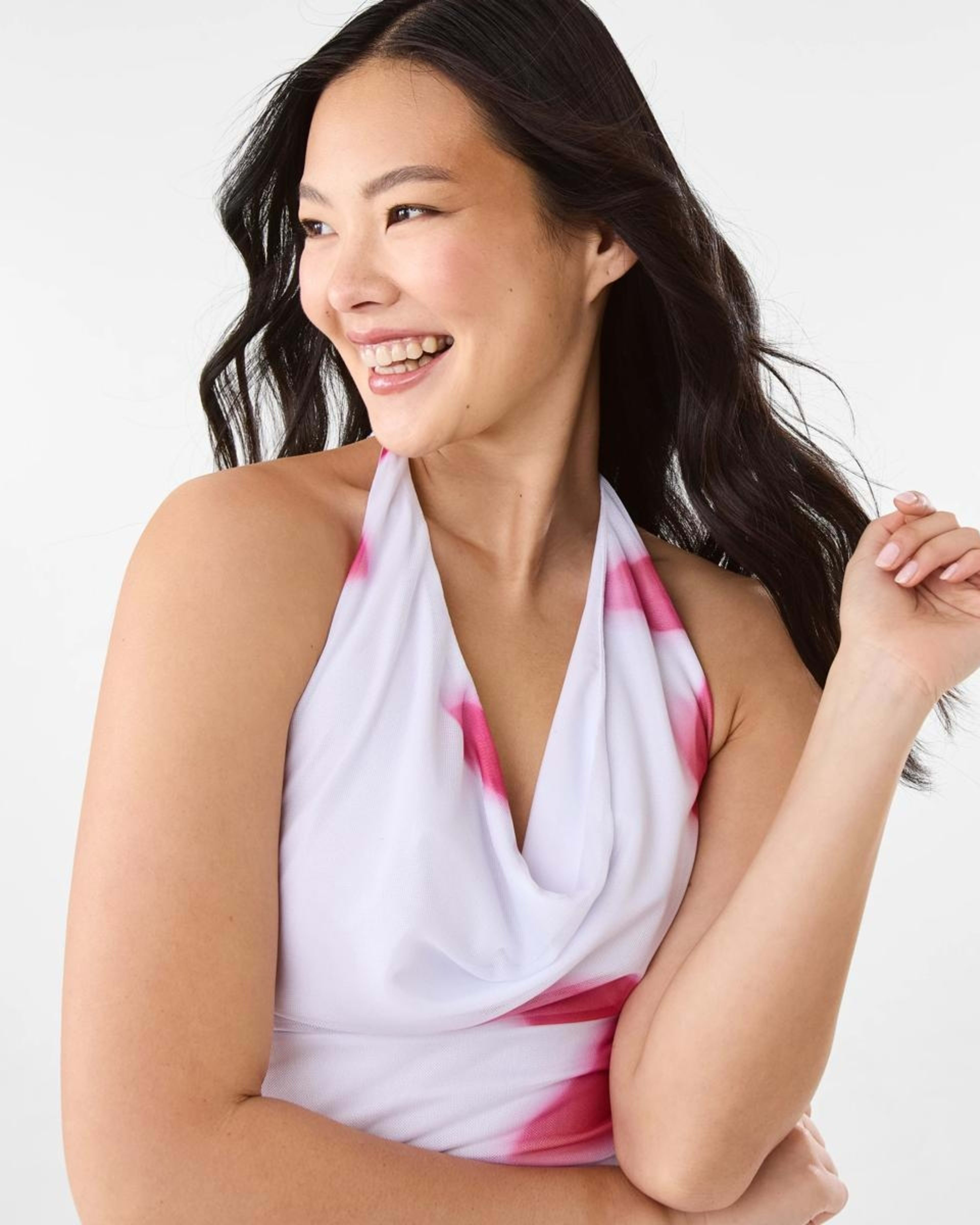 7 Sleeveless Mesh Cowl Halter Top HOT TROP WHITE, 7 of 10