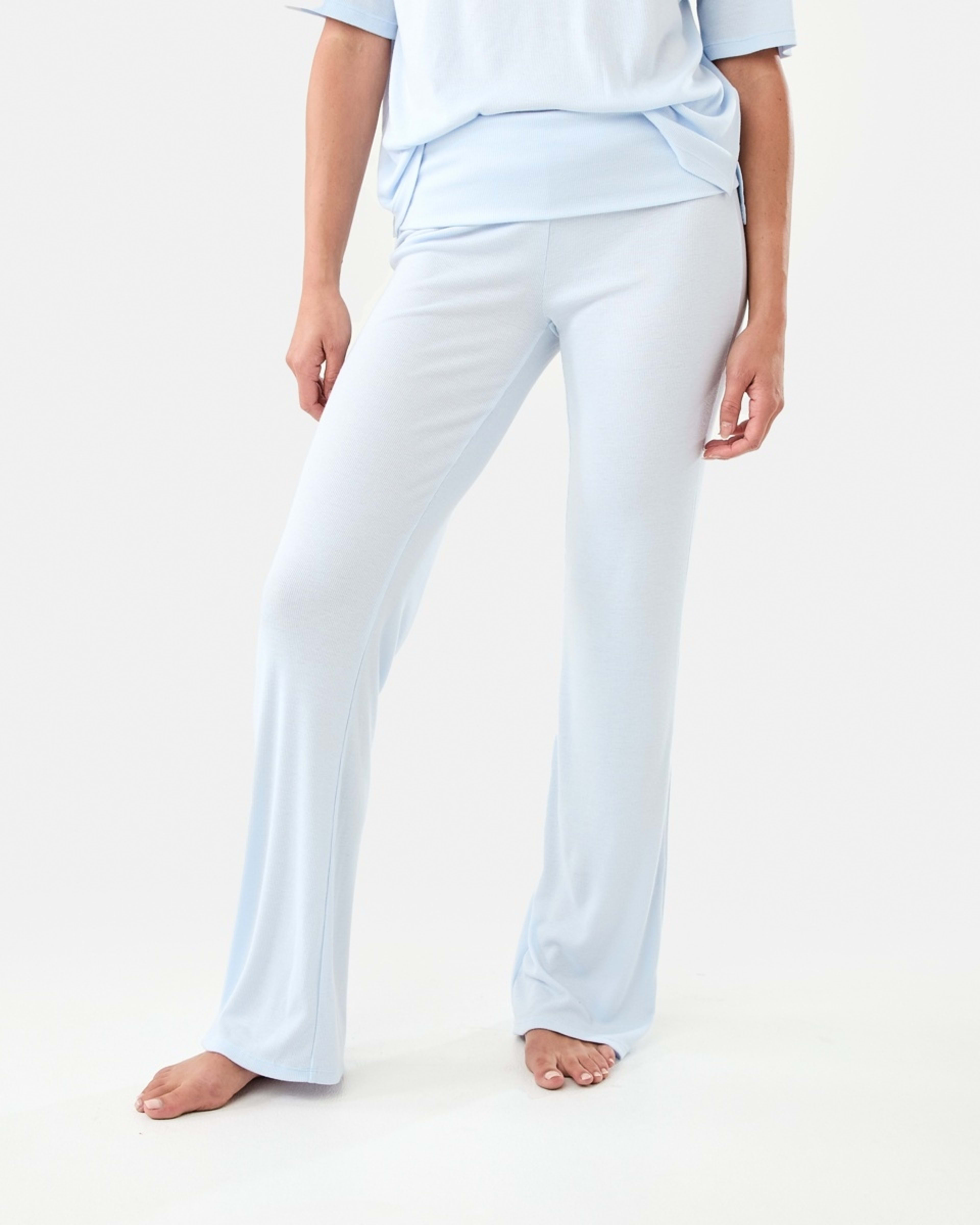 1 Folded Waist Comfort Rib Pants Halo Blue