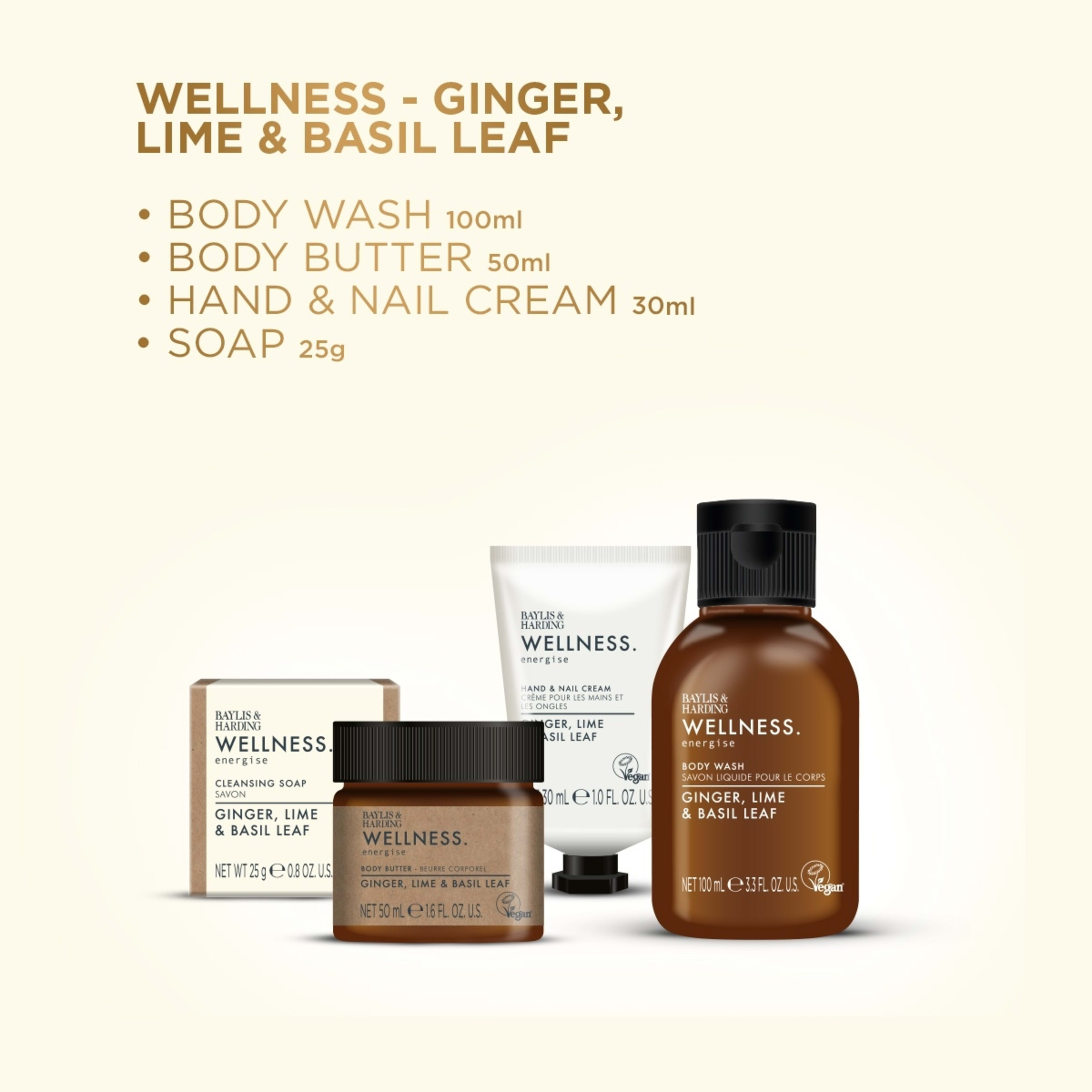3 Baylis & Harding 4 Piece Wellness and Energise Luxury Tin Gift Set - Ginger Root Extract, Lime and Basil Leaf, 3 of 3