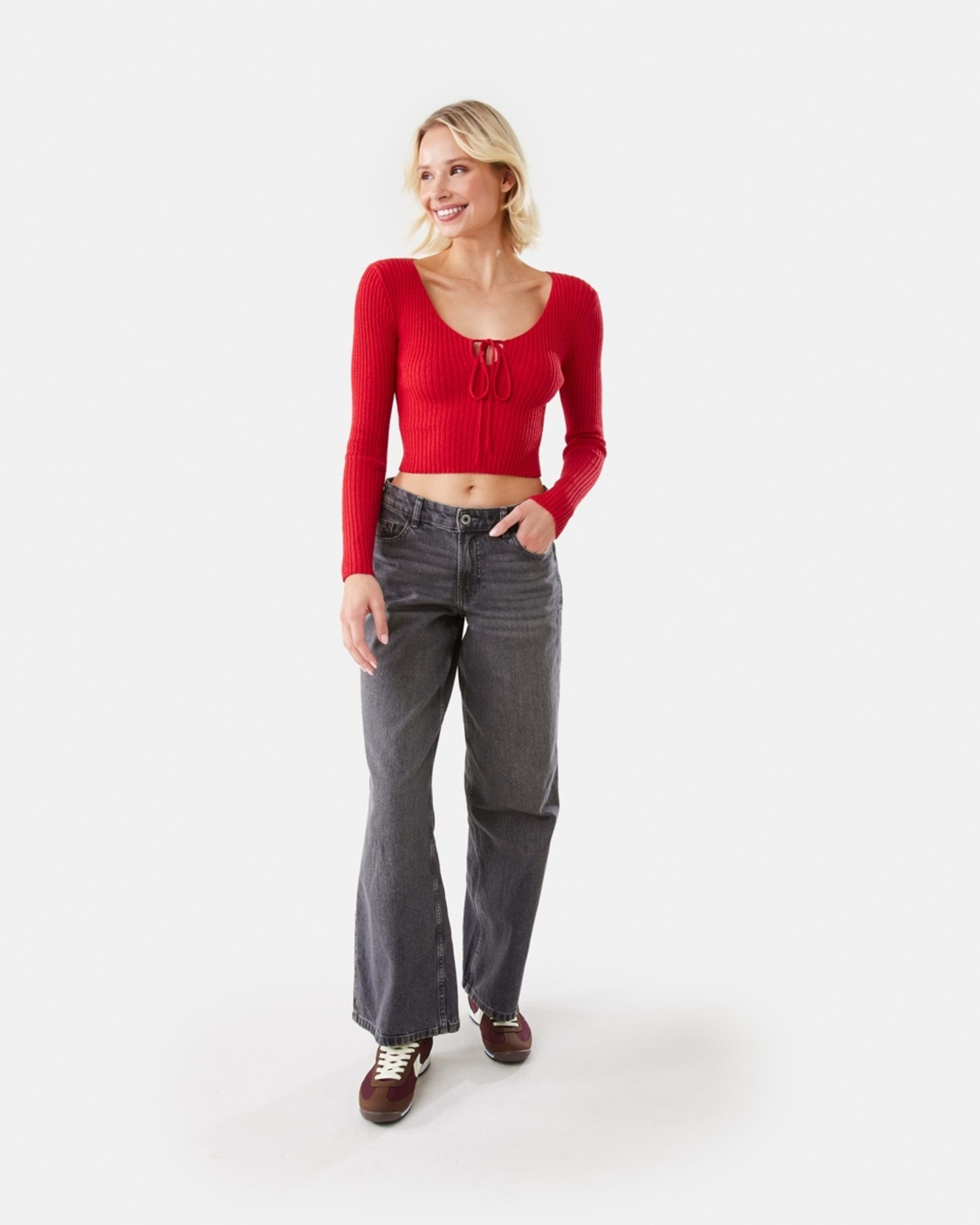 2 Lace Up Crop Jumper Strawberry, 2 of 8