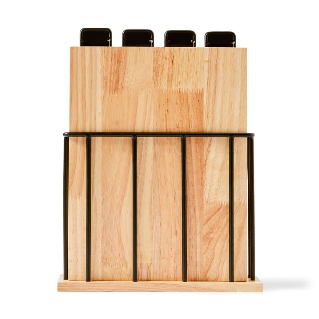 Set of 4 Wood Cutting Boards with Stand Kmart