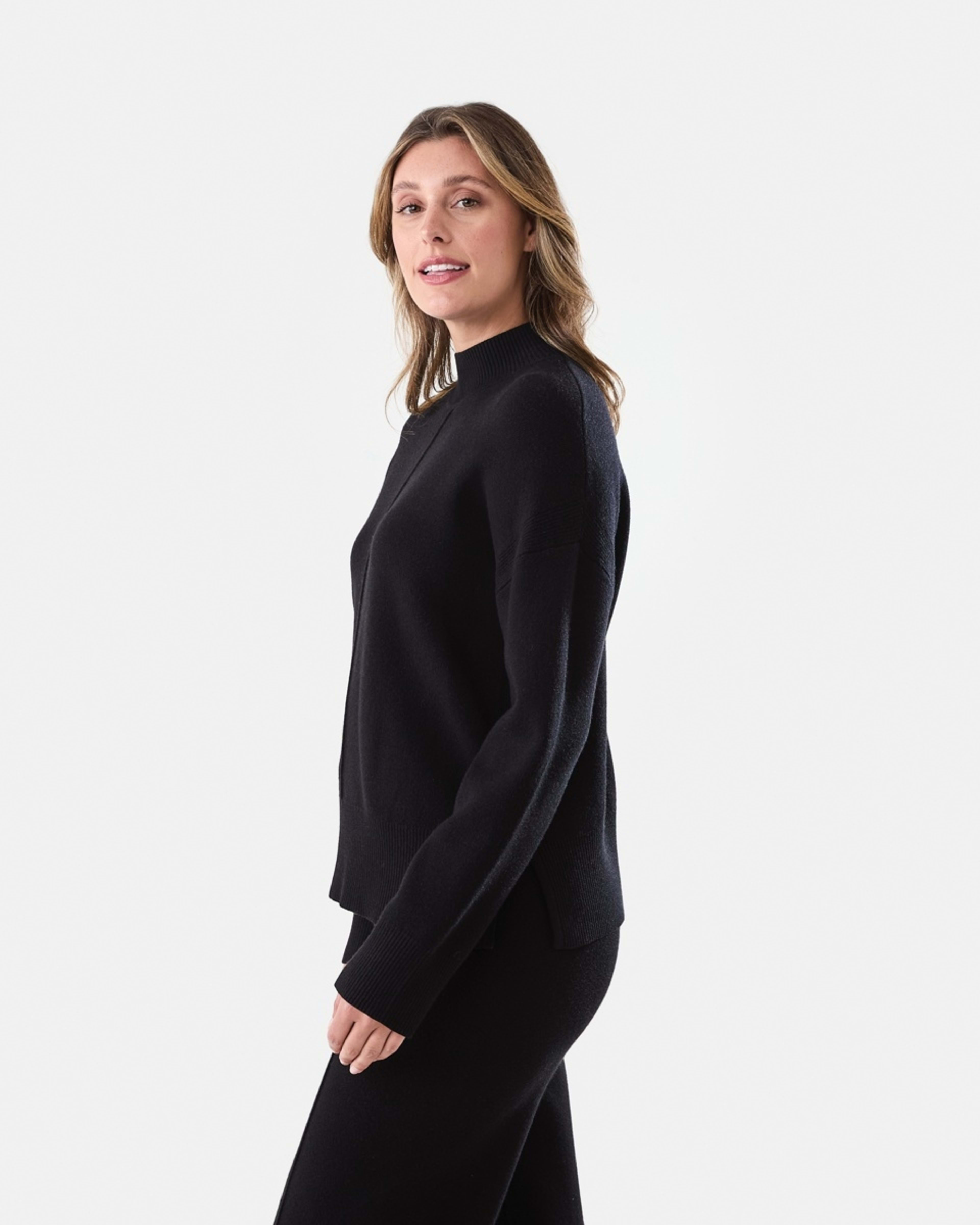 2 Compact Mock Neck Jumper Black, 2 of 6