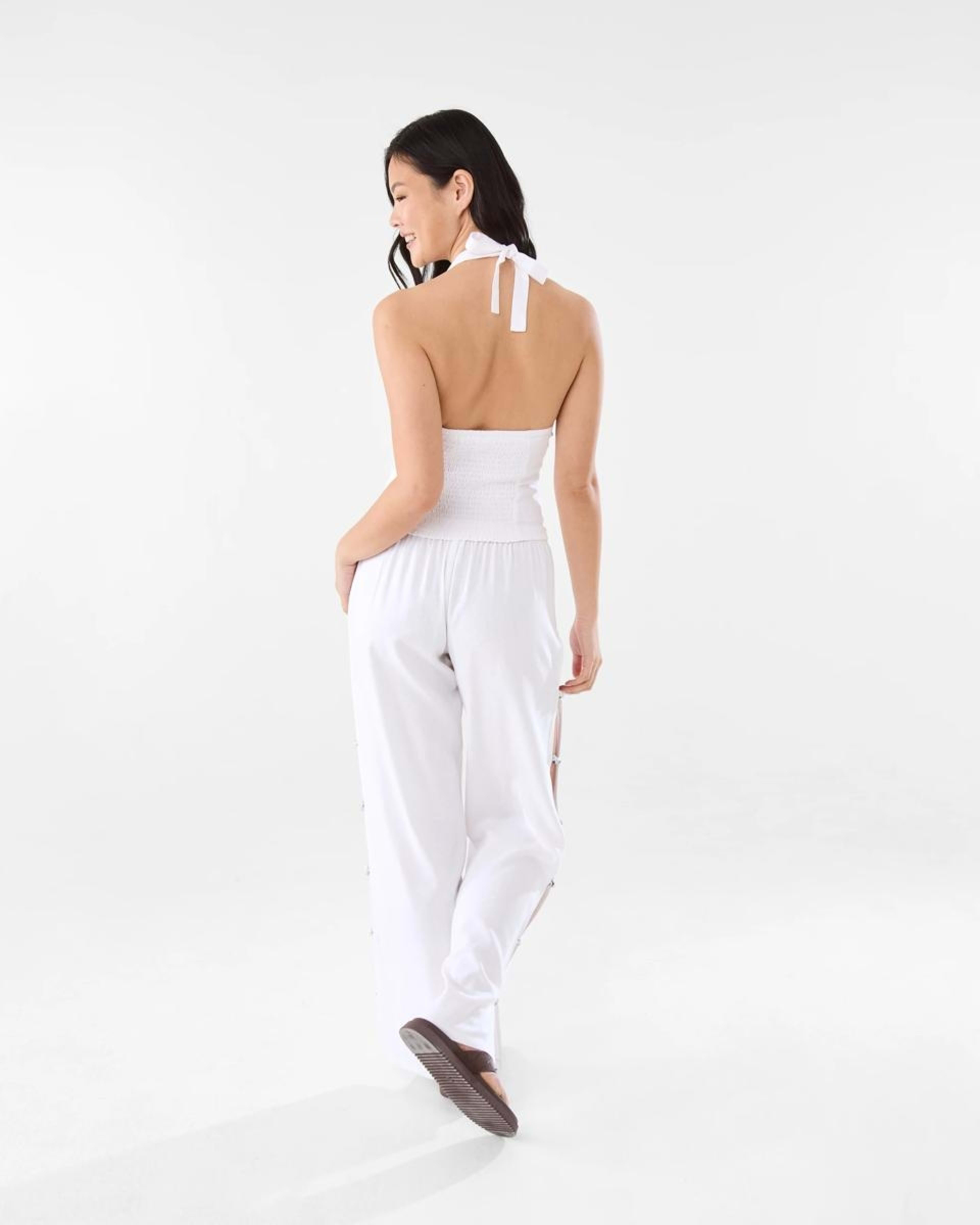 6 Linen Blend Beaded Top WHITE, 6 of 10