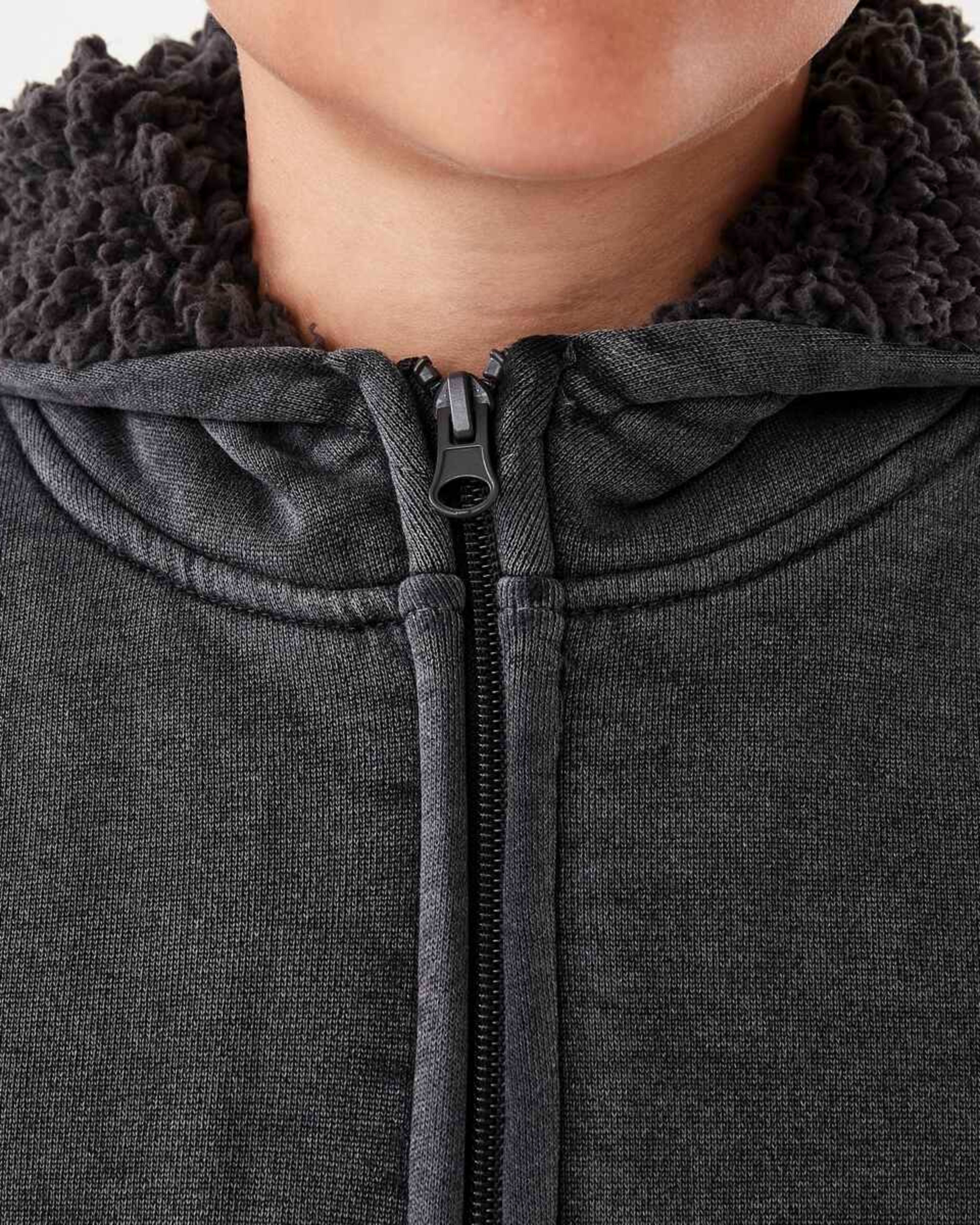 5 Sherpa Lined Zip Through Hoodie Dark Magnet, 5 of 8