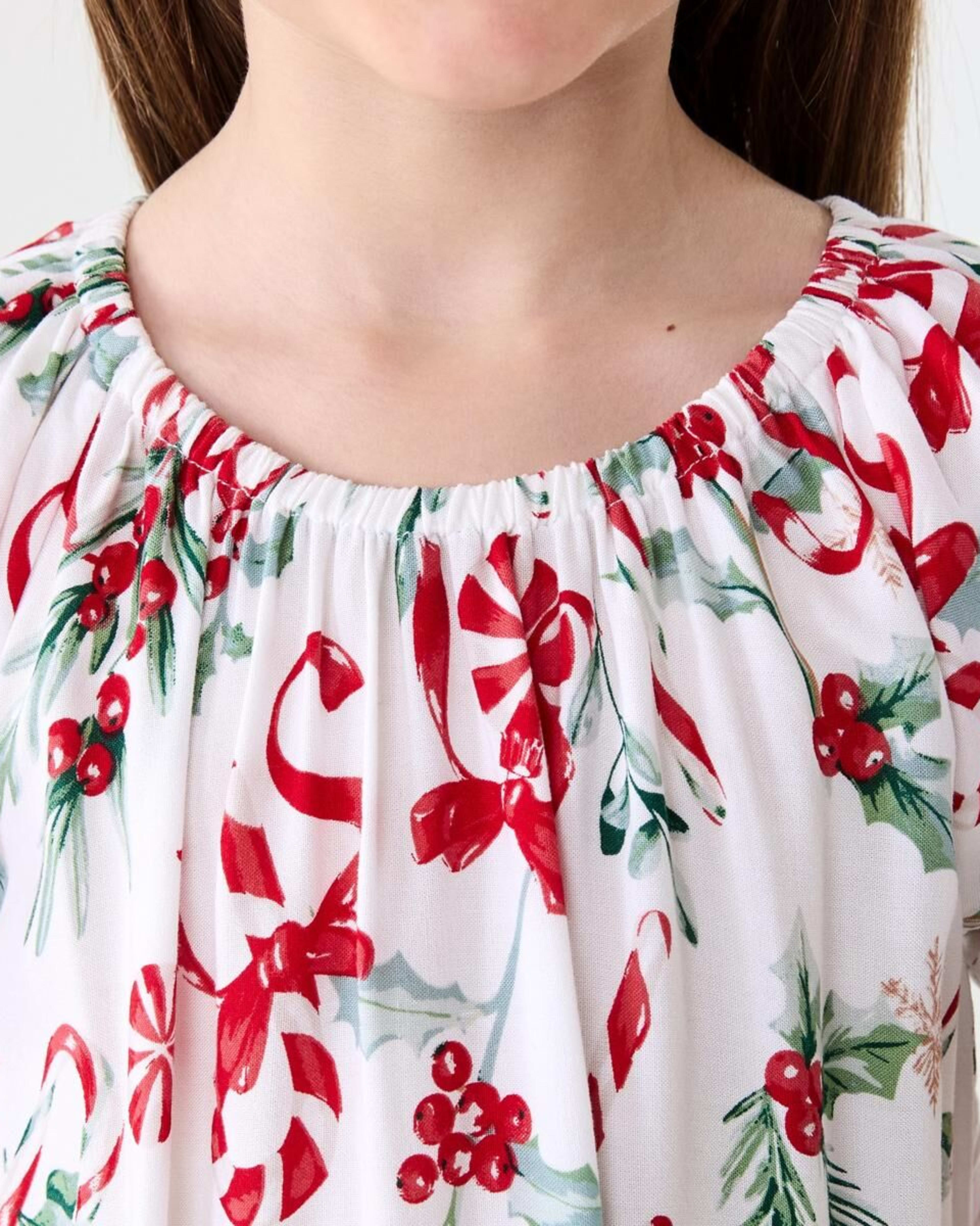 5 Christmas Viscose Family Matching Dress White Cane, 5 of 9