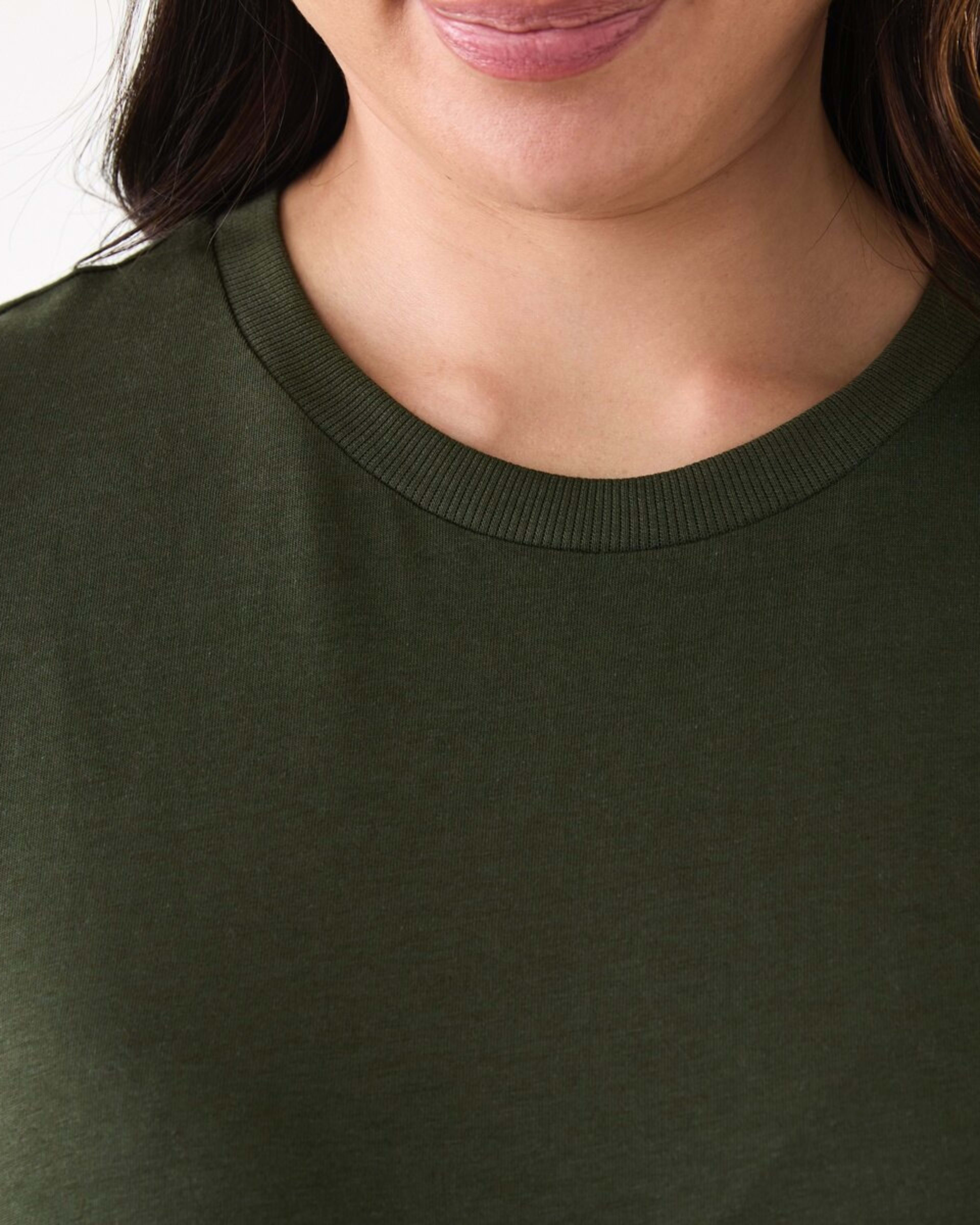 6 Short Sleeve Cotton Modal T-shirt OLIVE OIL GREEN, 6 of 6