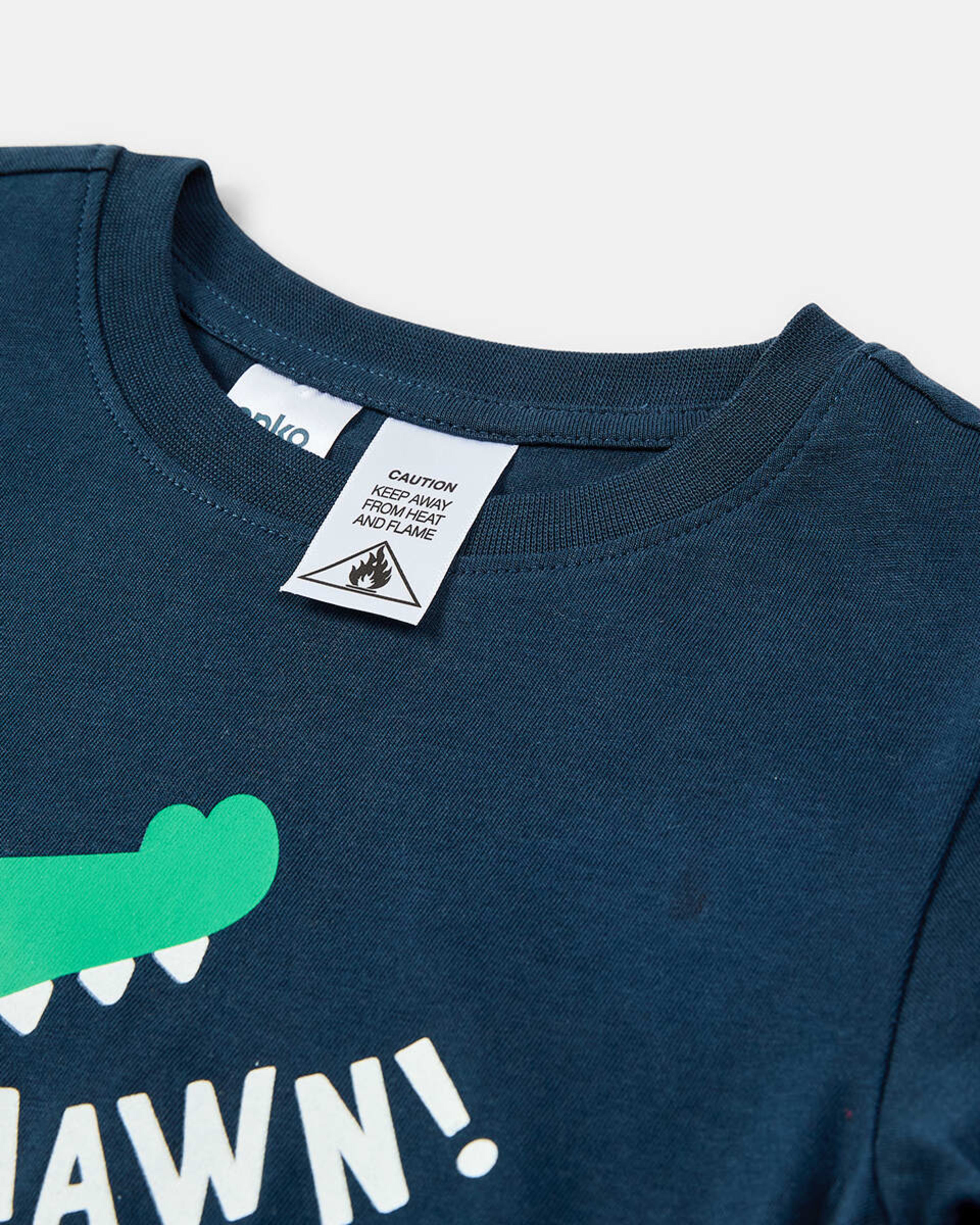 9 Short Sleeve Jersey Knit Pyjama Set Crocdrsblu, 9 of 10