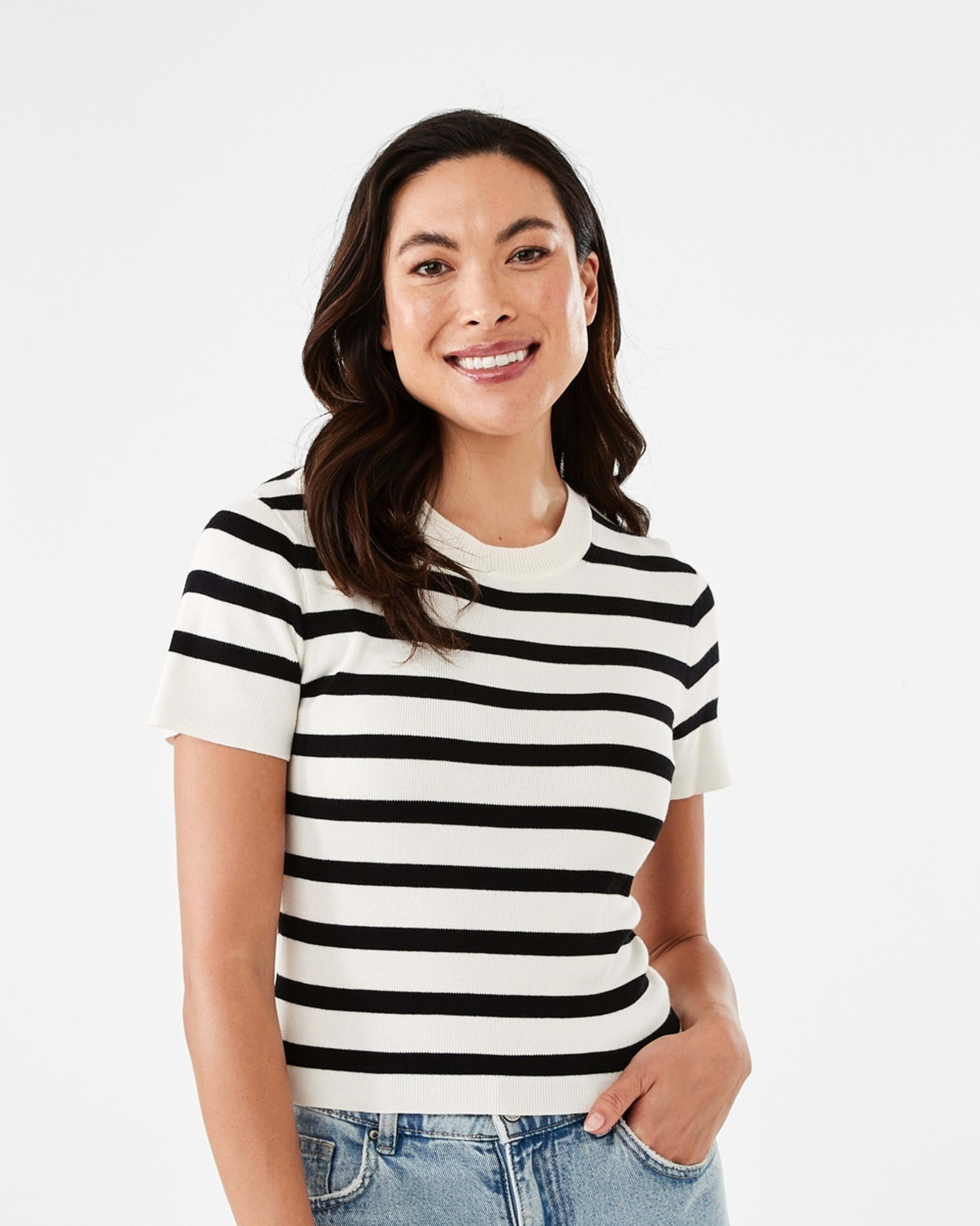 1 Short Sleeve True Knit Fitted T-shirt BOLD STRIPE