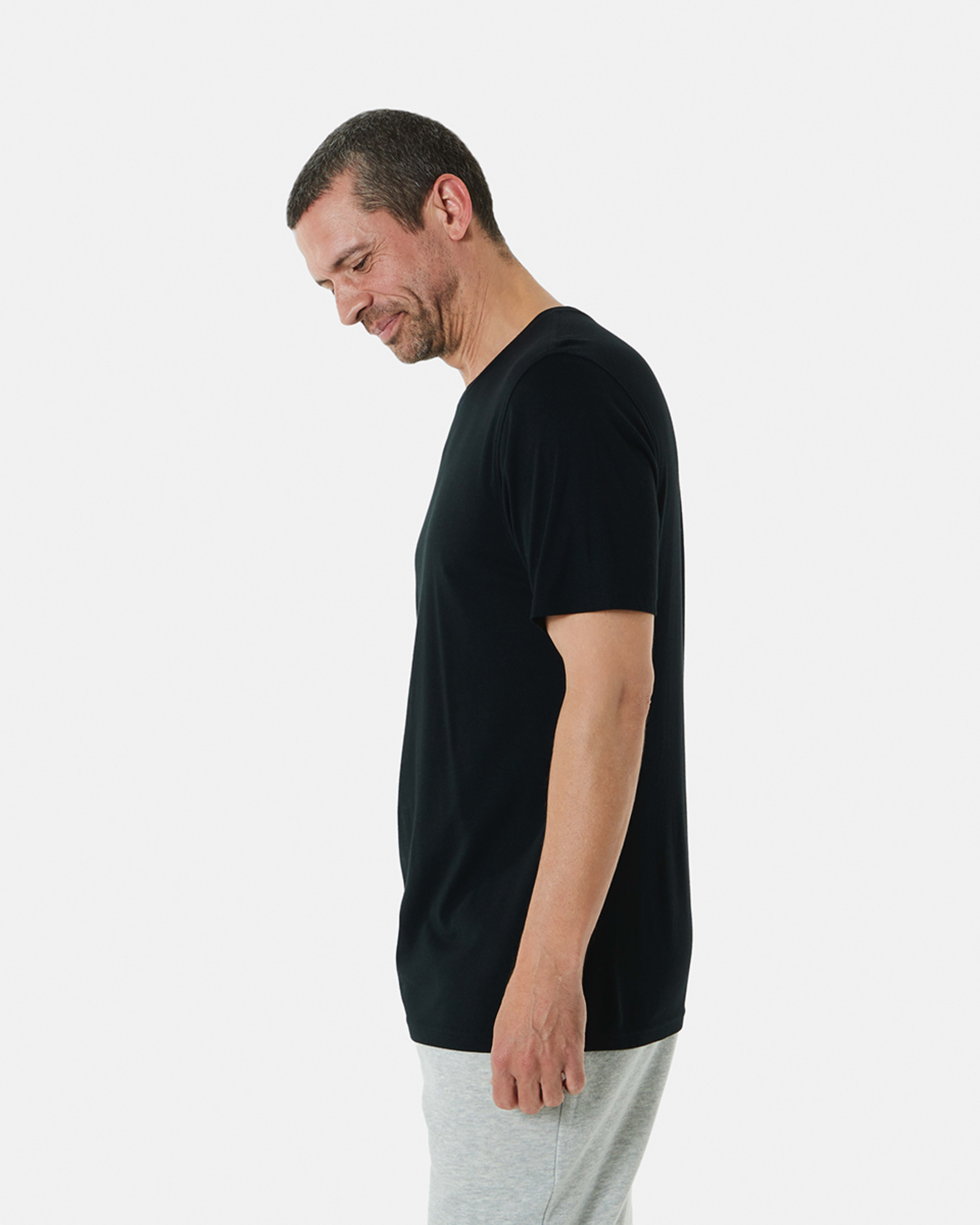 2 Short Sleeve Modal Blend Sleep Top Black, 2 of 5