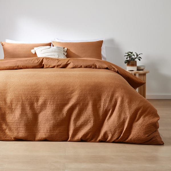 Makena Cotton Quilt Cover Set - Queen Bed, Tan