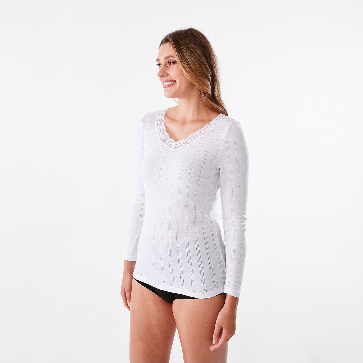 Pointelle Long Sleeve Thermal Top Kmart